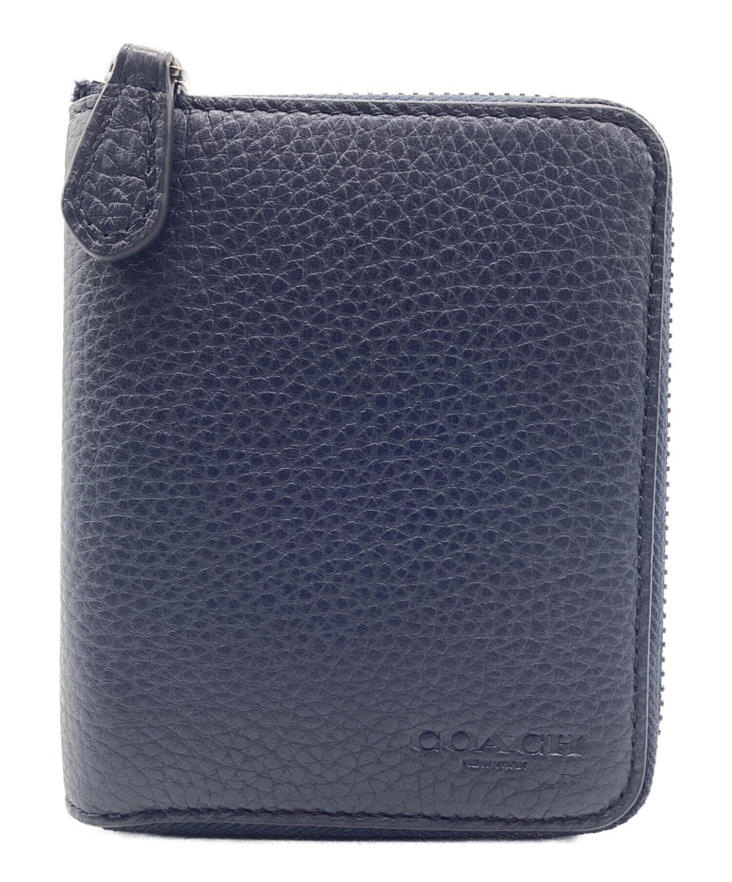 中古・古着通販】COACH (コーチ) ラウンドジップ2つ折り財布 ネイビー