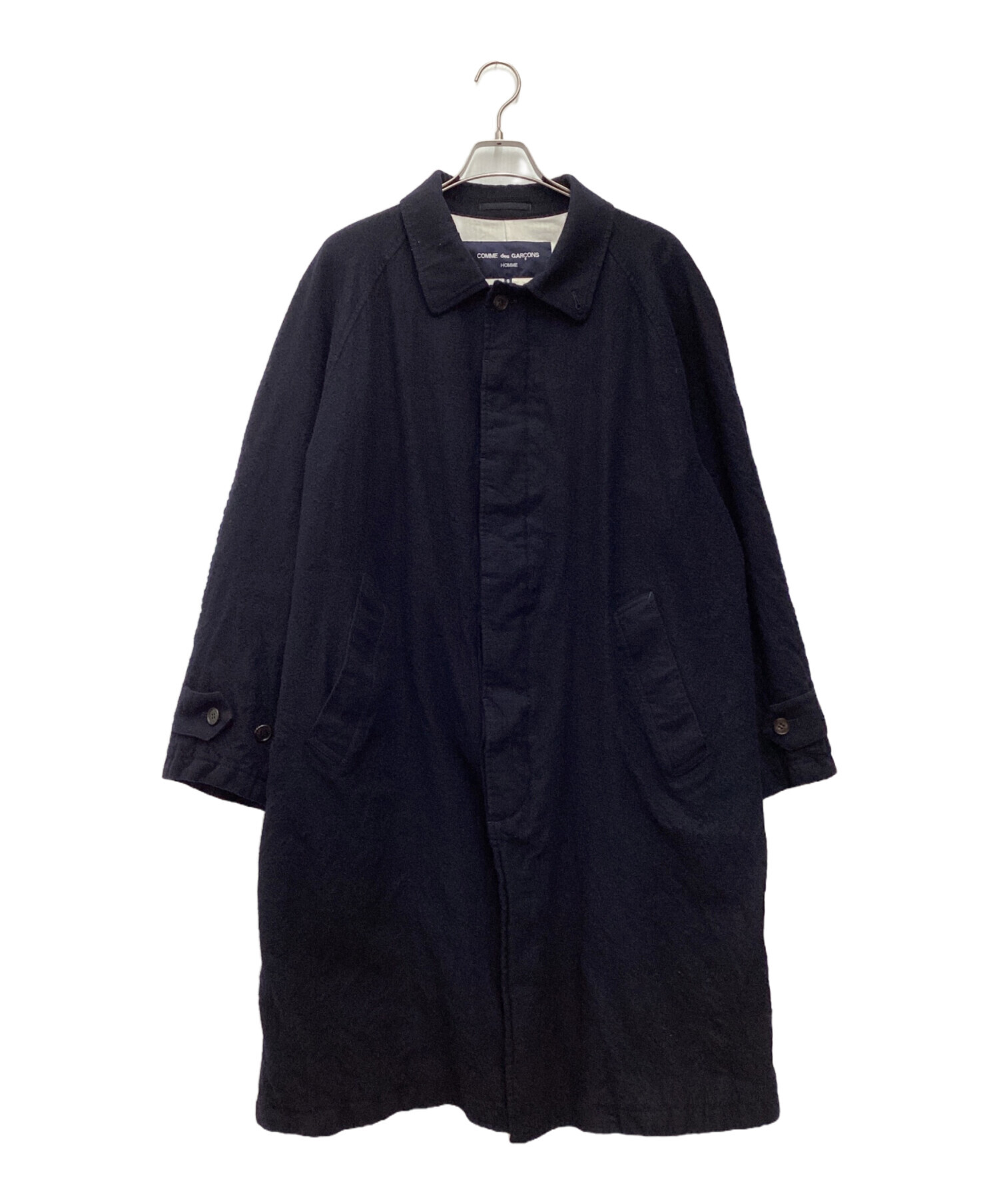 COMME des GARCONS ウールサージ 縮絨 コート XL navy 中古・古着通販】COMME des GARCONS (コムデギャルソン) ウールサージ