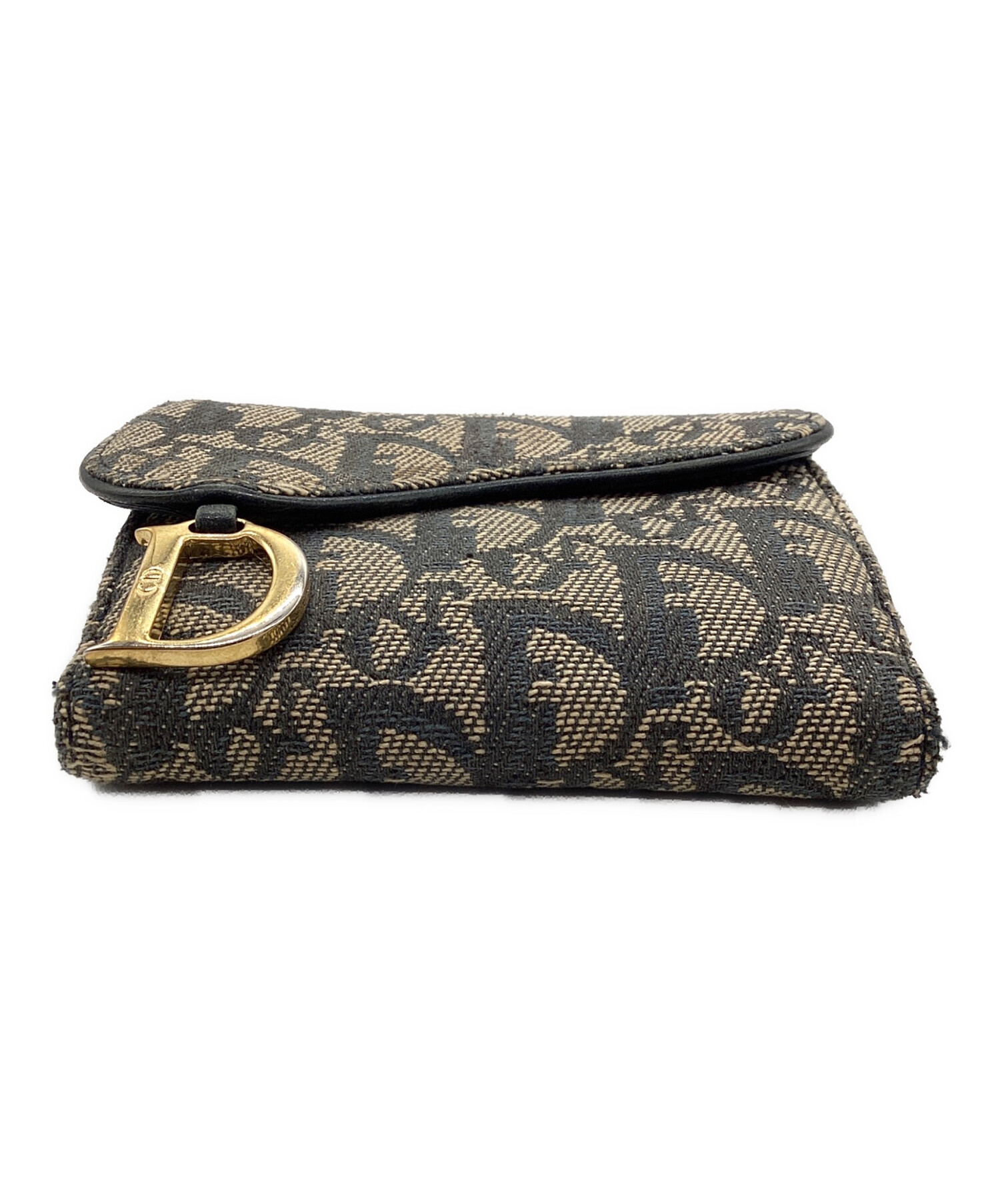 Christian Dior ミニ財布 ネイビー/ベージュ Dior 三つ折り財布