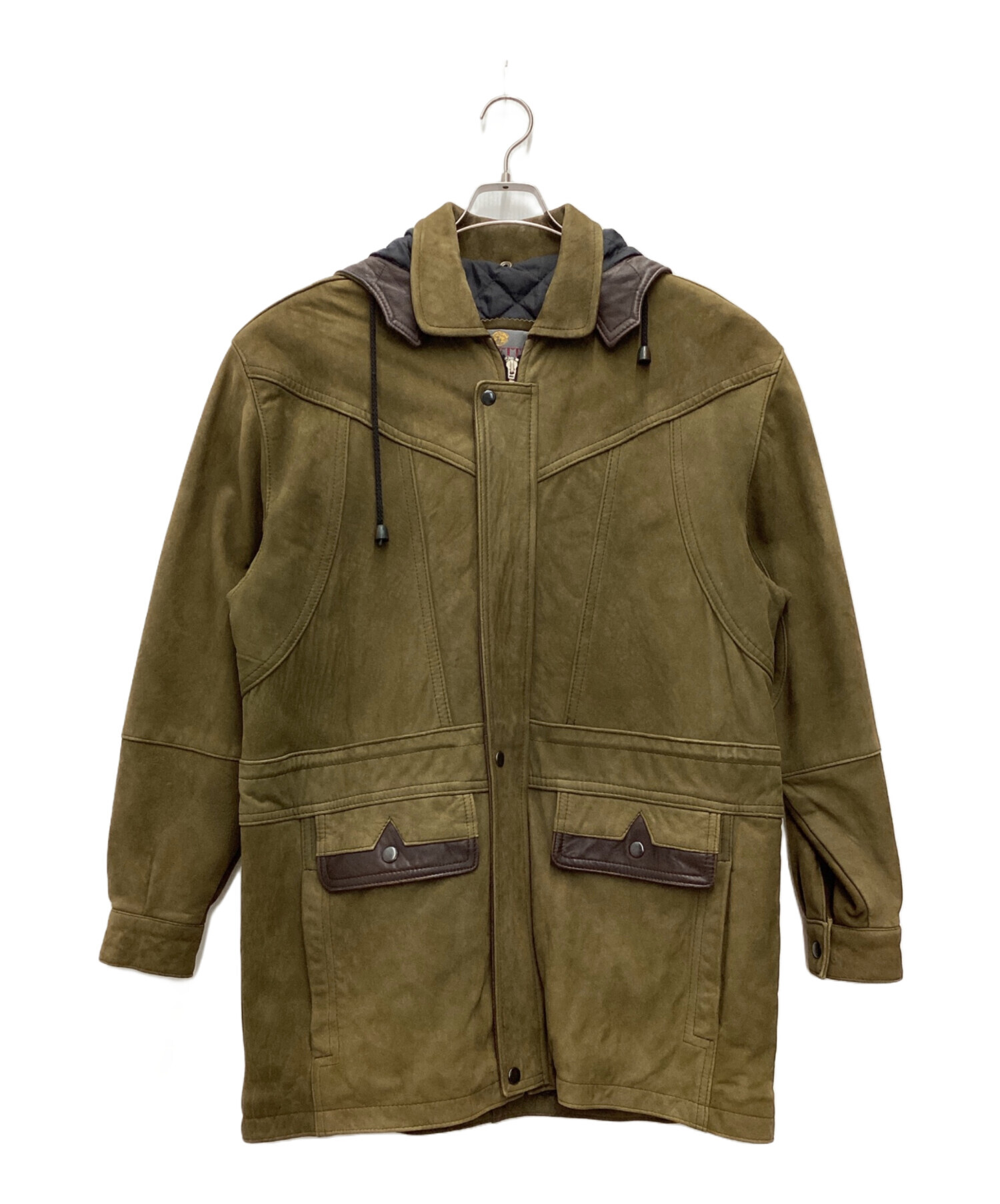 中古・古着通販】VENETTI (-) レザーコート オリーブ サイズ:SIZE L