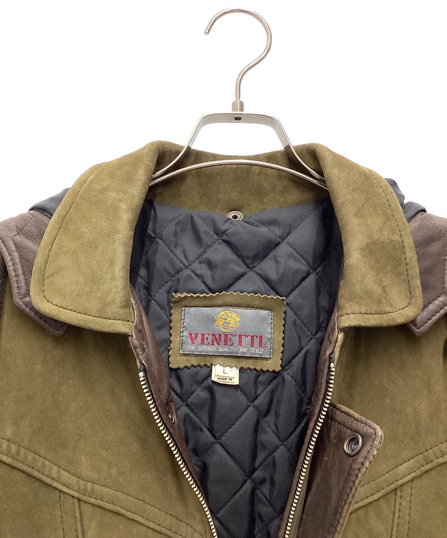 中古・古着通販】VENETTI (-) レザーコート オリーブ サイズ:SIZE L