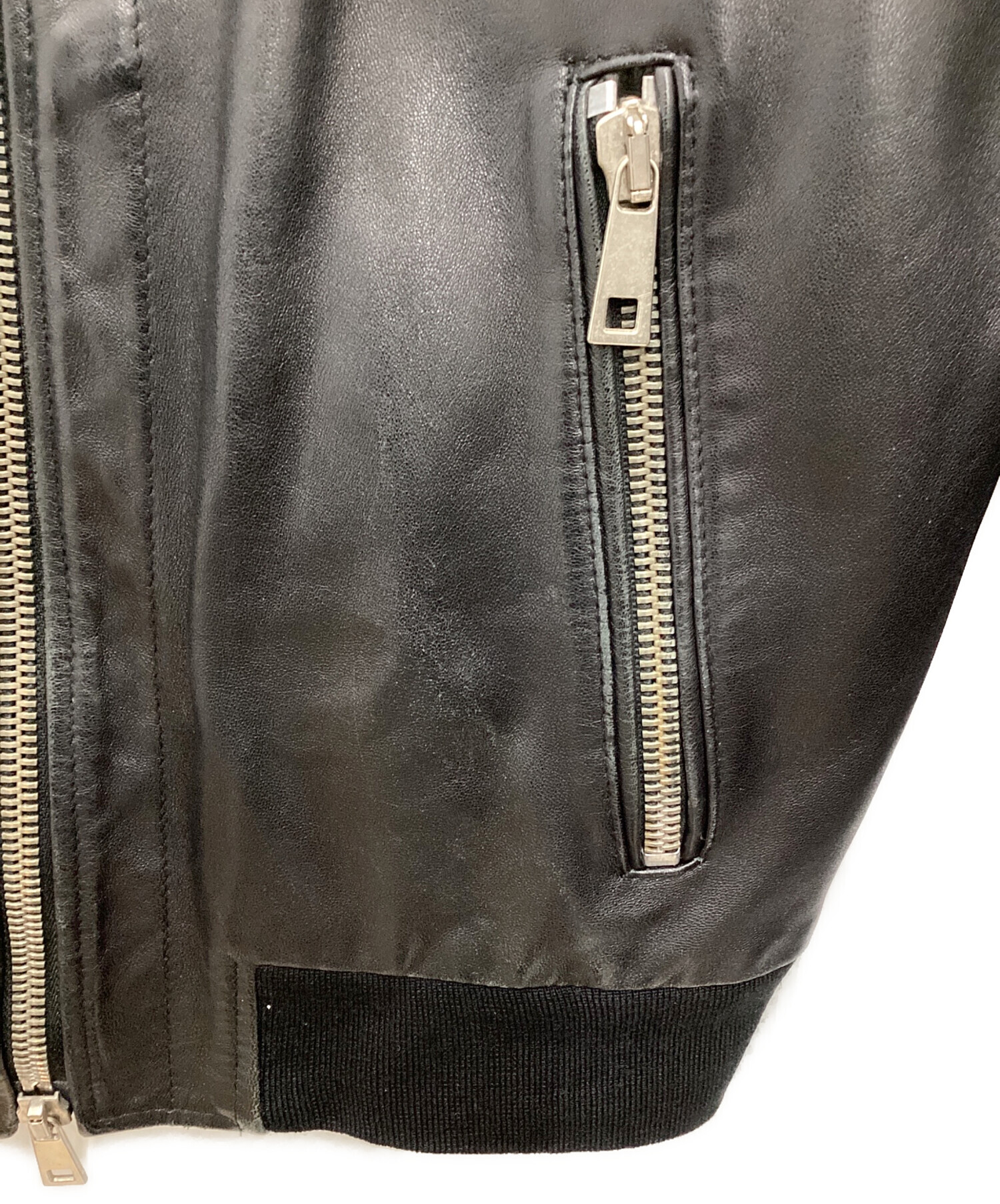 中古・古着通販】MUSHER (マーシャー) レザー切替ジャケット ブラック