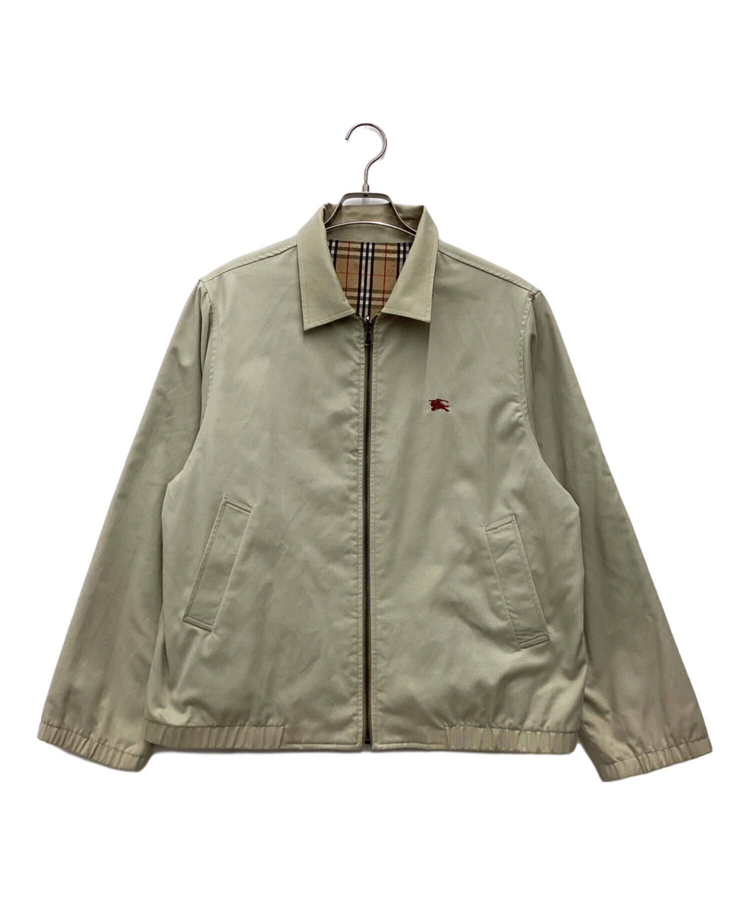 英国製　90年代　ハリントンジャケット　BURBERRY　本革　バーバリー Burberry バーバリー ウール ハリントンジャケット ネイビー 90s