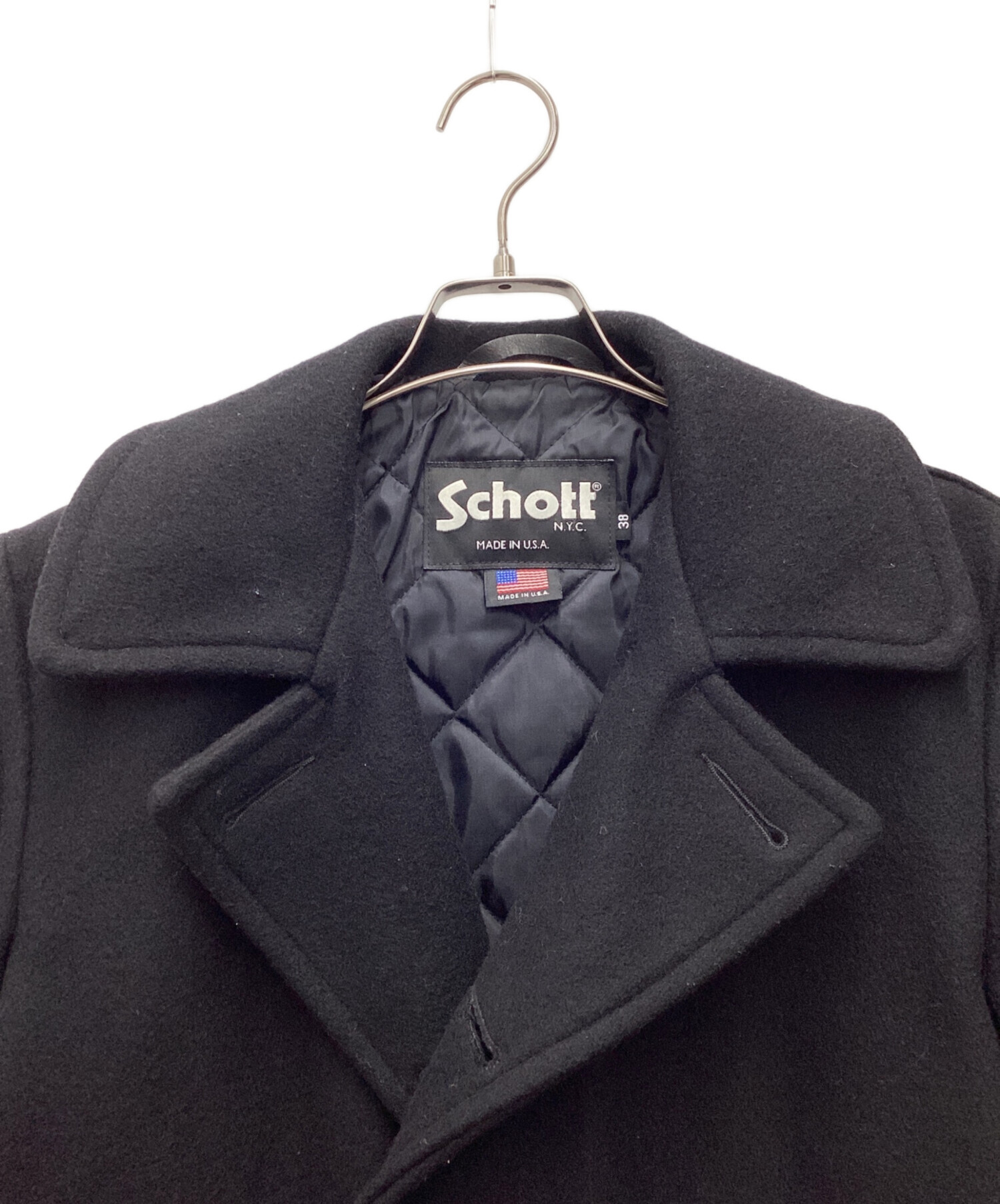 中古・古着通販】Schott (ショット) Pコート ブラック サイズ:SIZE 38
