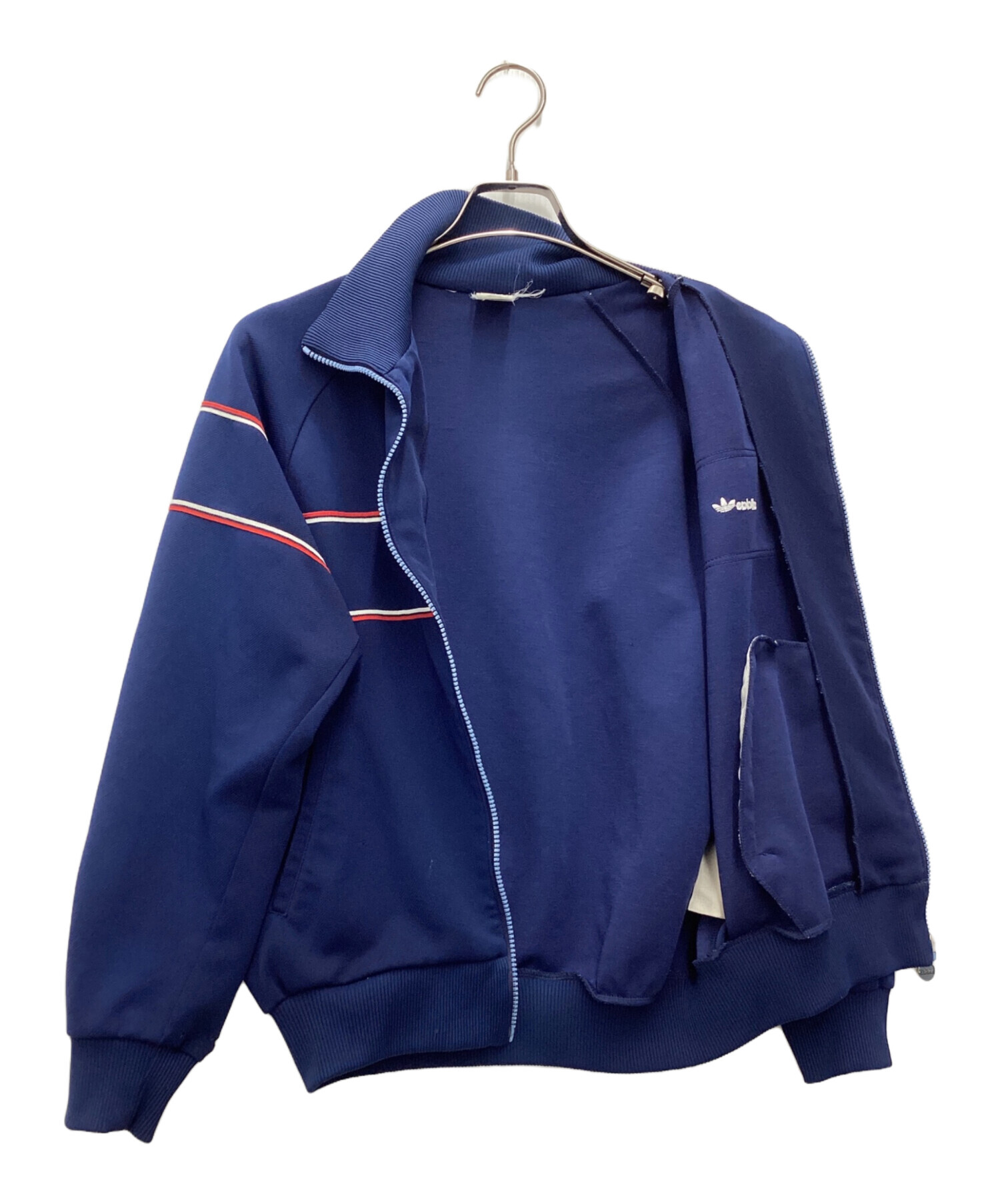 adidas 70s 80s トラックジャケット 襟付き ネイビー M相当 70s-80s vintage 襟長 トラックジャケット ネイビー サイズM相当