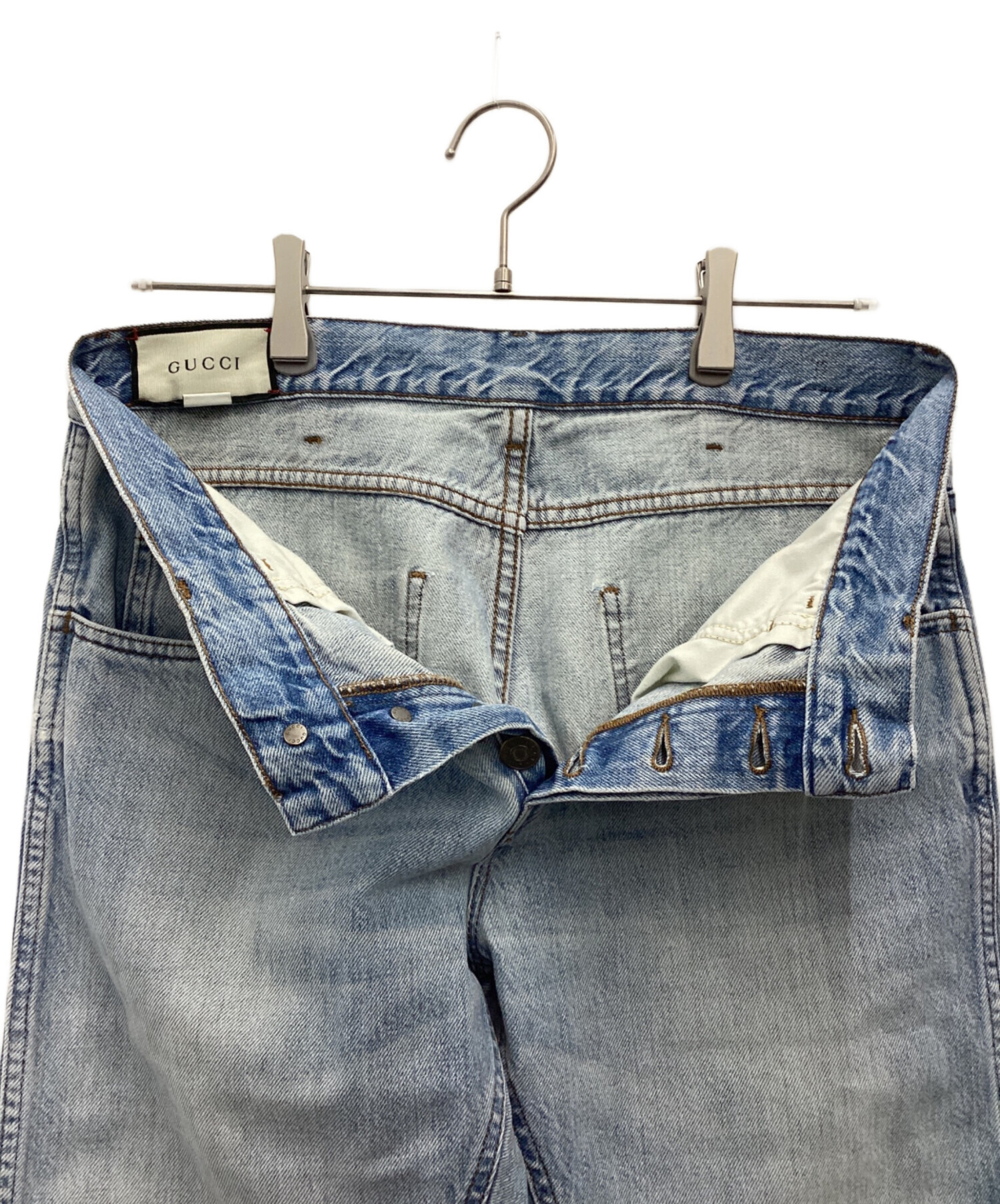中古・古着通販】GUCCI (グッチ) デニムパンツ シェリーライン スカイ