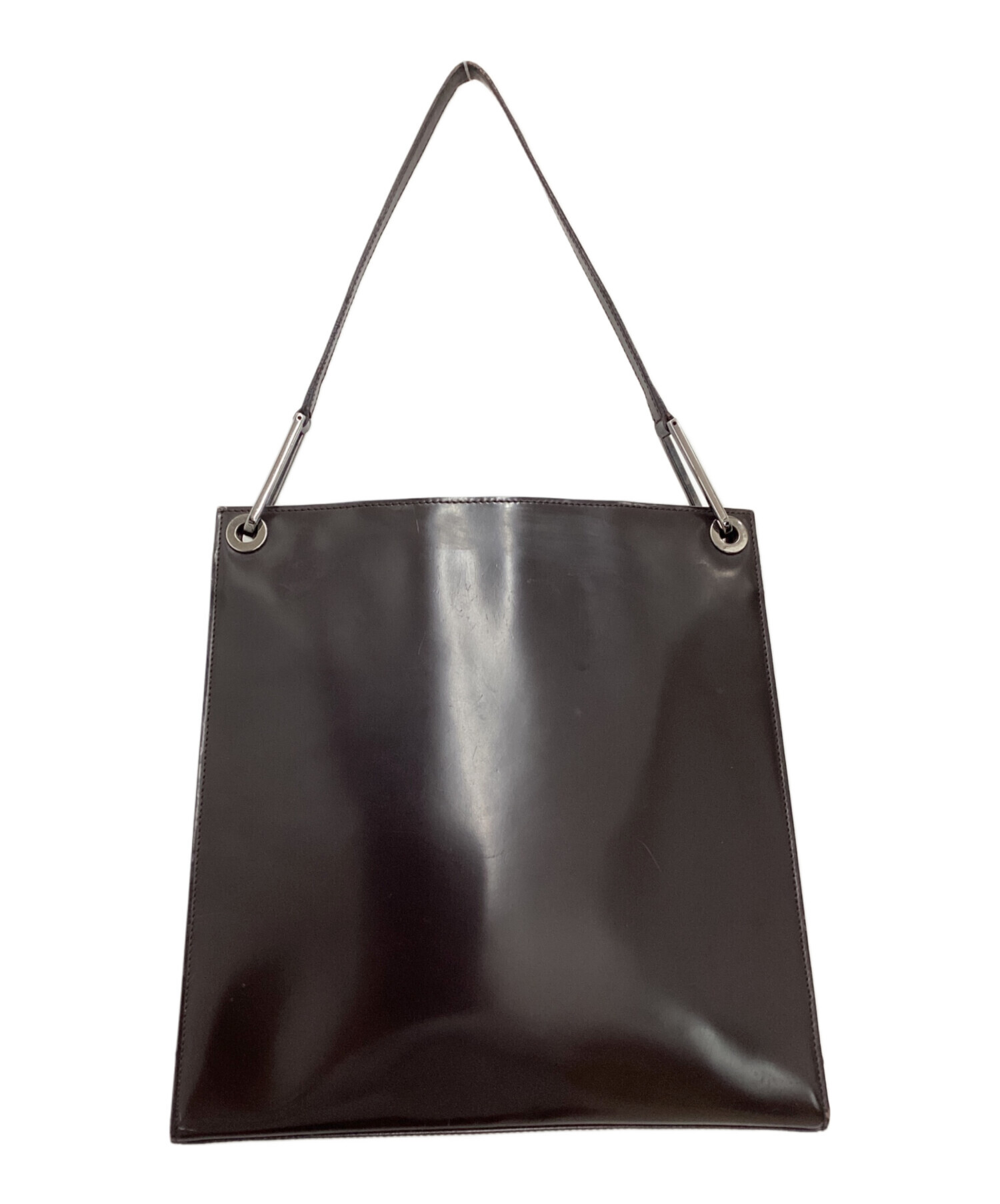 美品　GUCCI グッチ ショルダーバッグ エナメル ダークブラウン シルバー 中古・古着通販】GUCCI (グッチ) エナメルバッグ ダークブラウン