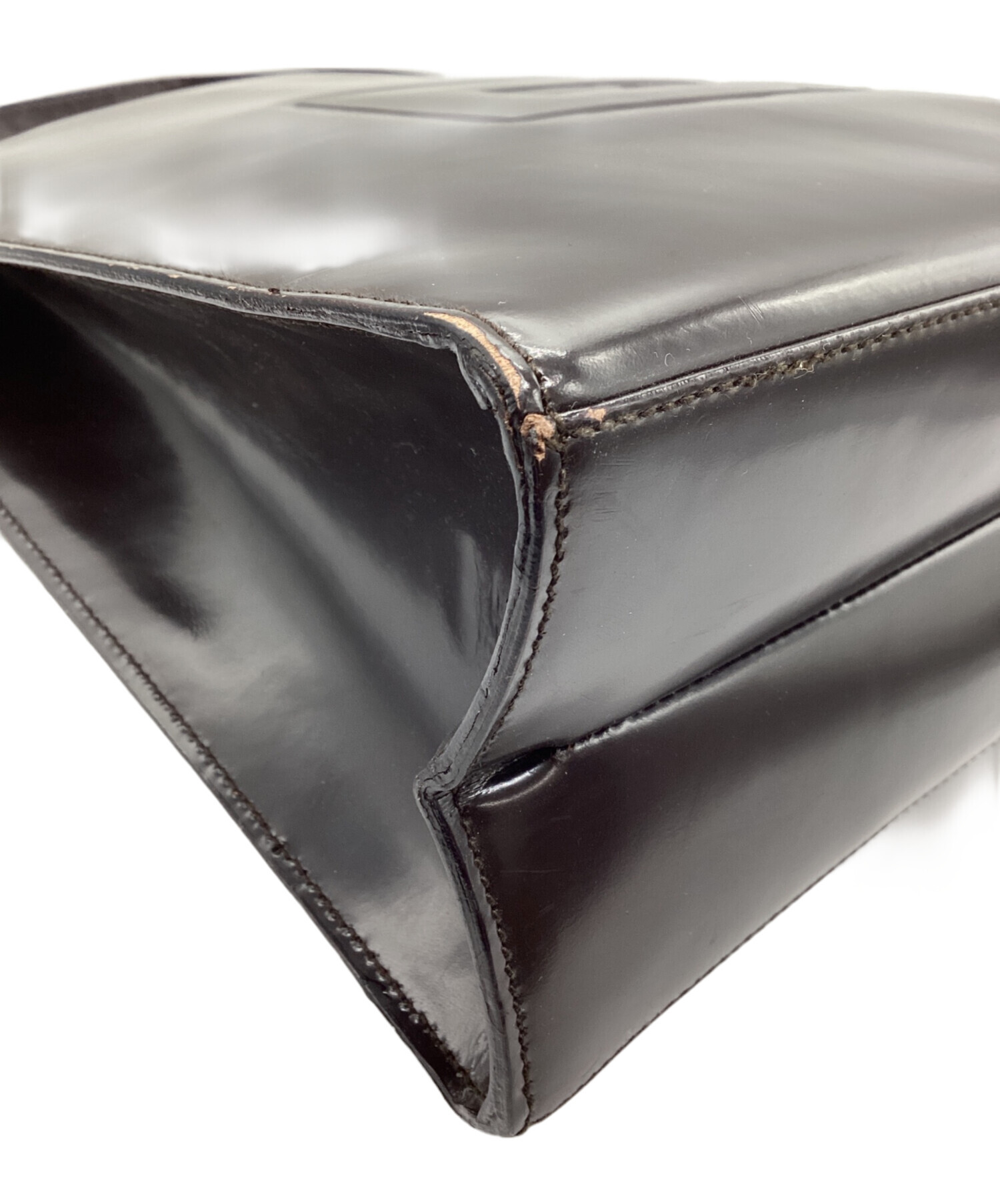 美品　GUCCI グッチ ショルダーバッグ エナメル ダークブラウン シルバー 中古・古着通販】GUCCI (グッチ) エナメルバッグ ダークブラウン