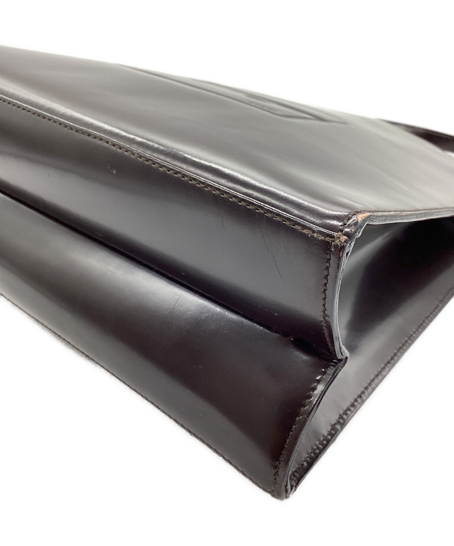 中古・古着通販】GUCCI (グッチ) エナメルバッグ ダークブラウン