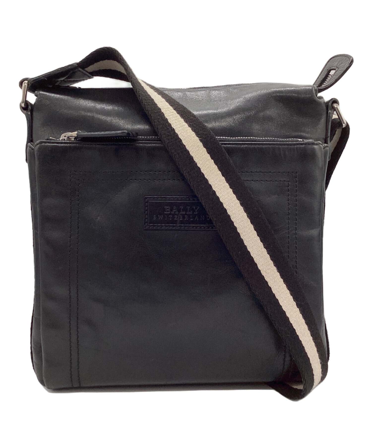 中古・古着通販】BALLY (バリー) レザーショルダーバッグ ブラック