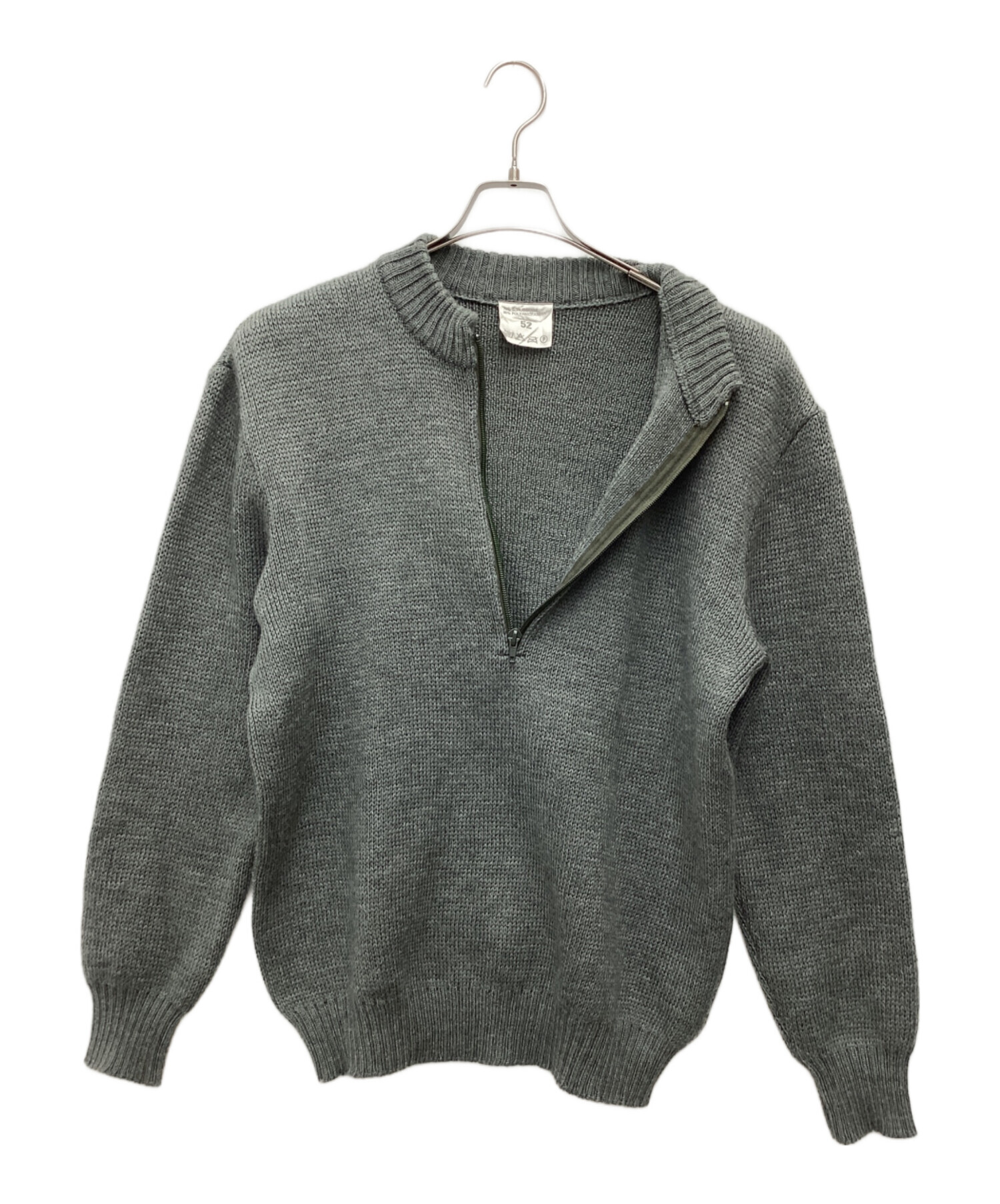 中古・古着通販】MILITARY (ミリタリー) ハーフジップニット グリーン