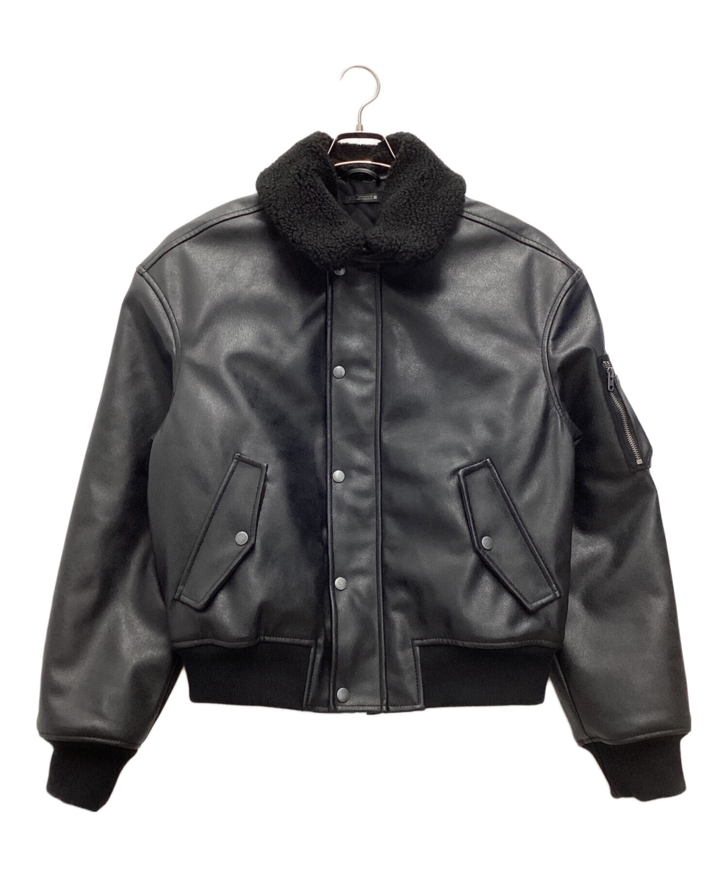 中古・古着通販】ZARA (ザラ) フェイクレザーブルゾン ブラック サイズ