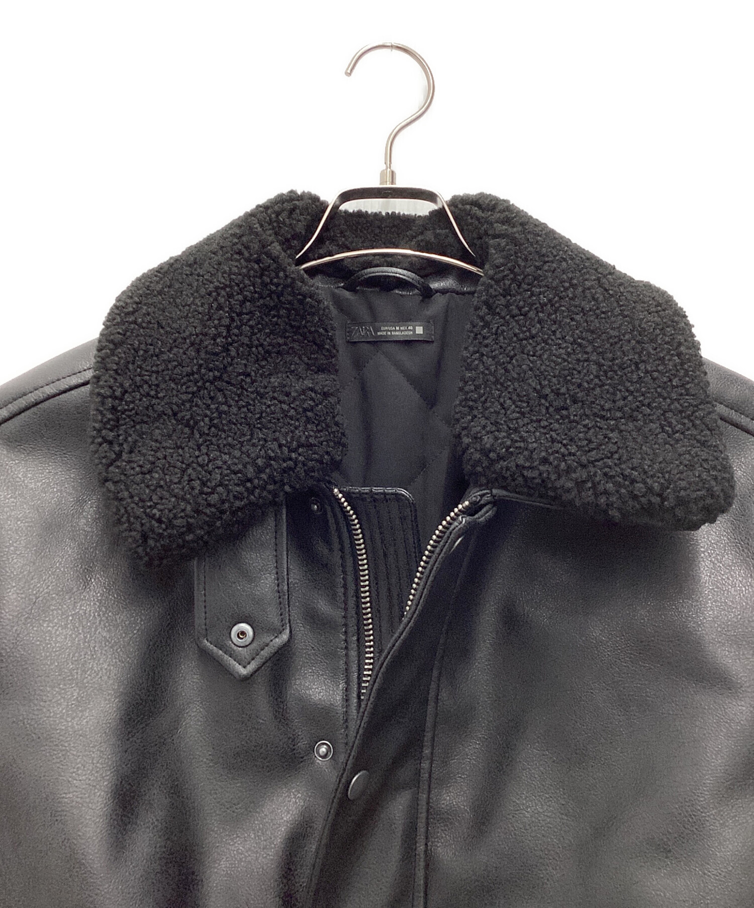 ZARA ザラ　フェイクレザーブルゾン　新品、未使用 ZARA(ザラ) / レザージャケット・ブルゾン/XL/フェイクレザー/BLK