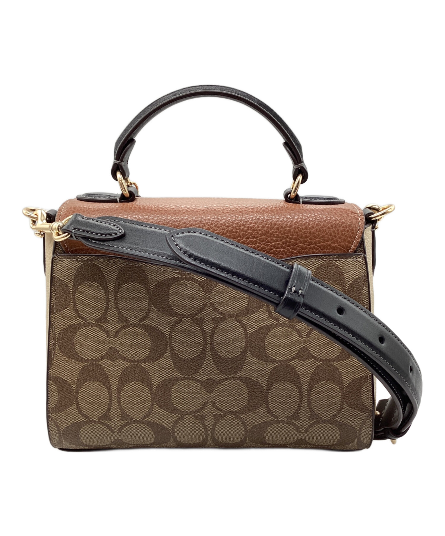 COACH コーチ ショルダーバッグ - 茶x黒(総柄) 【古着】【中古】 中古・古着通販】COACH (コーチ) ショルダーバッグ モーガン トップ