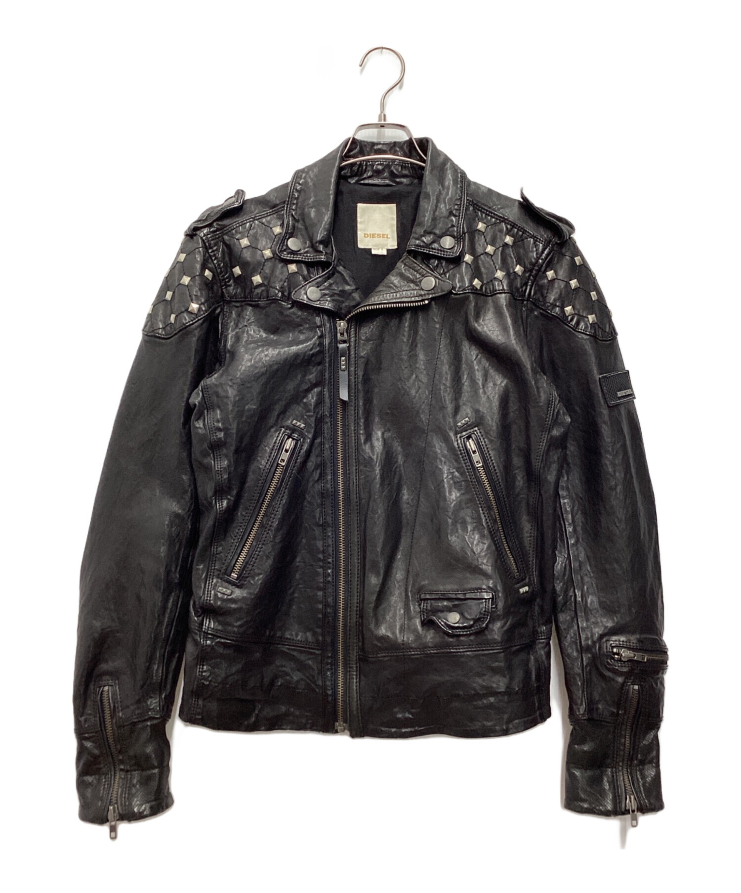 中古・古着通販】DIESEL (ディーゼル) スタッズライダースジャケット