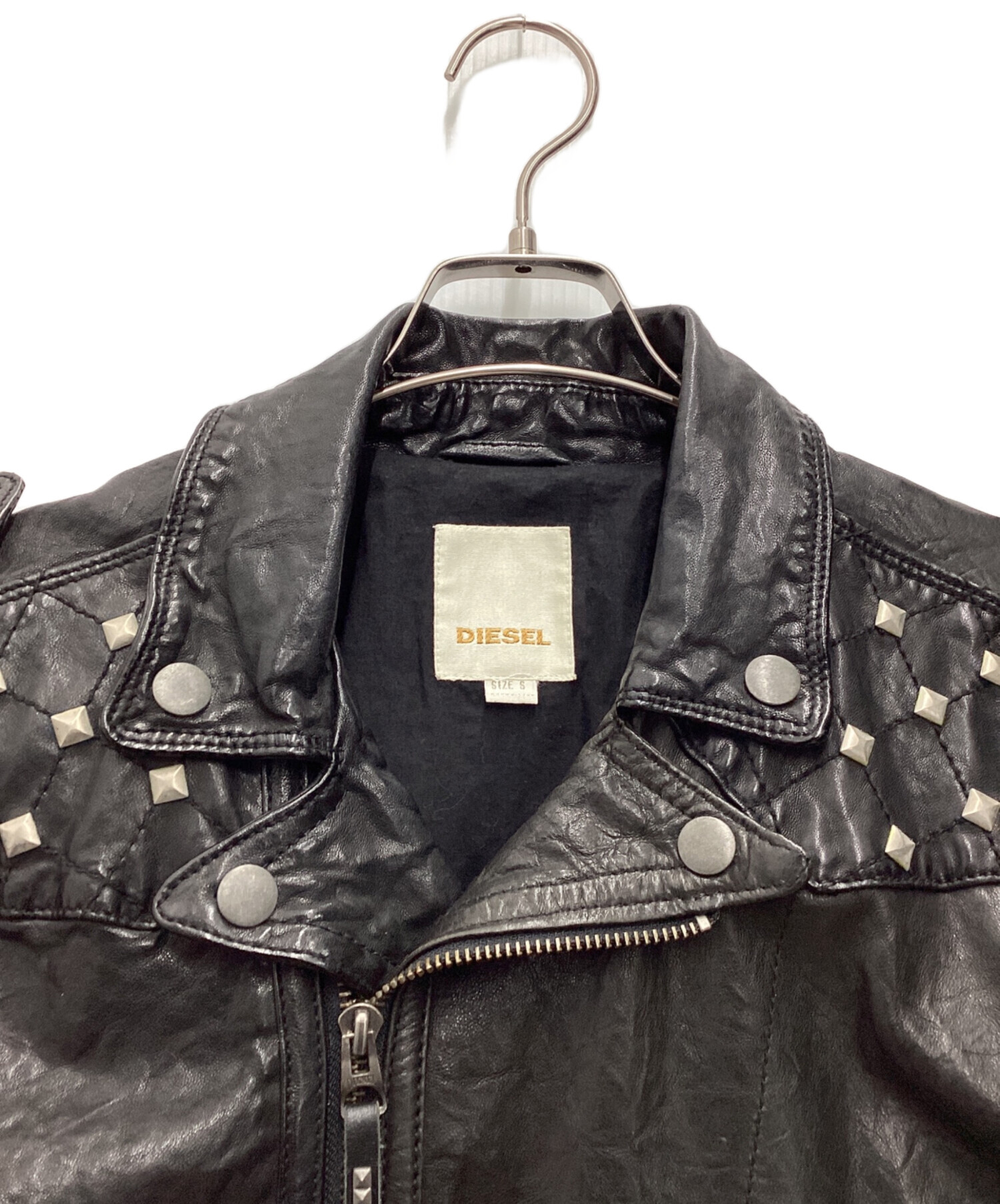 中古・古着通販】DIESEL (ディーゼル) スタッズライダースジャケット