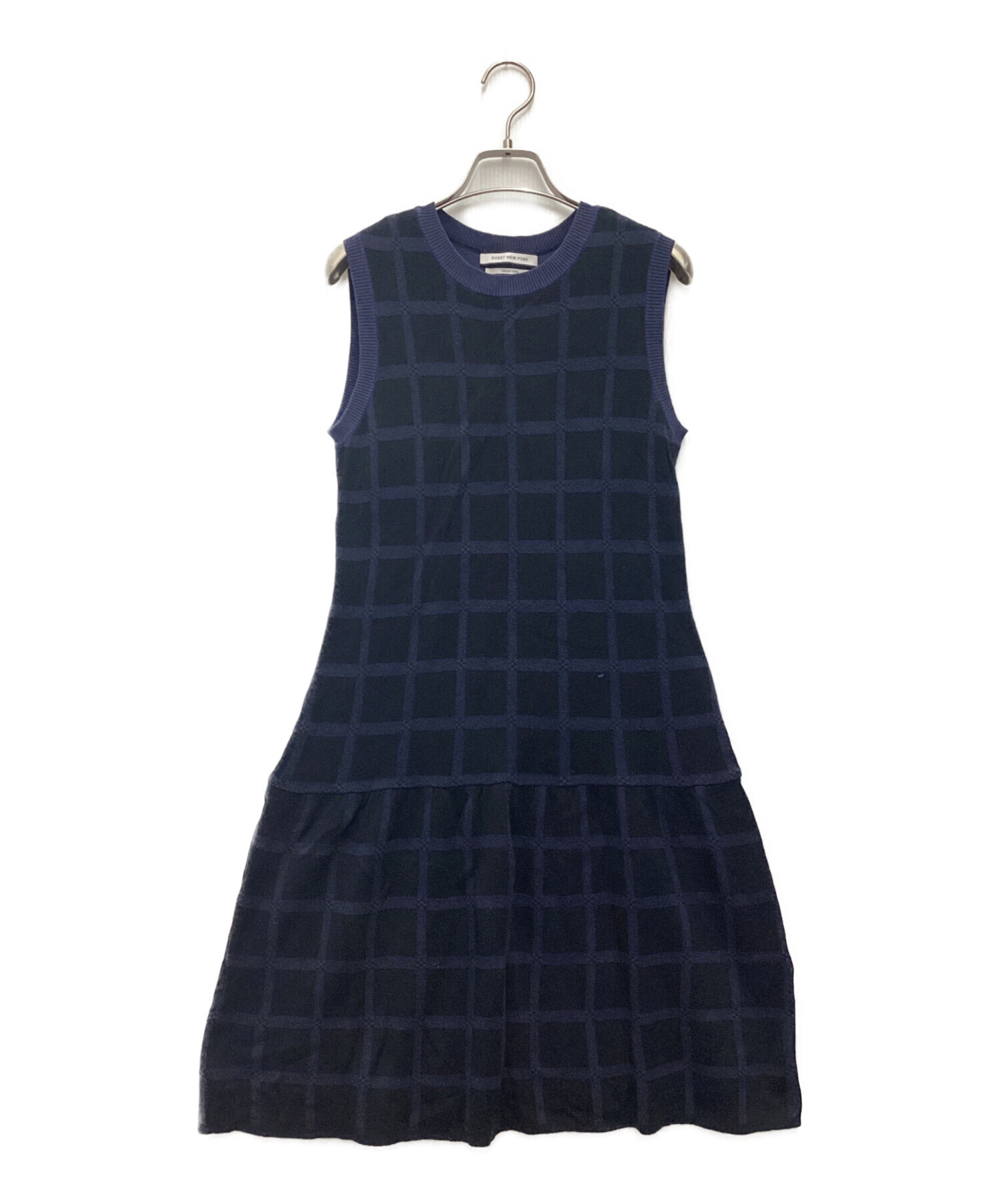 美品 foxey ノースリーブニットワンピース ネイビー 中古・古着通販】FOXEY NEWYORK (フォクシーニューヨーク
