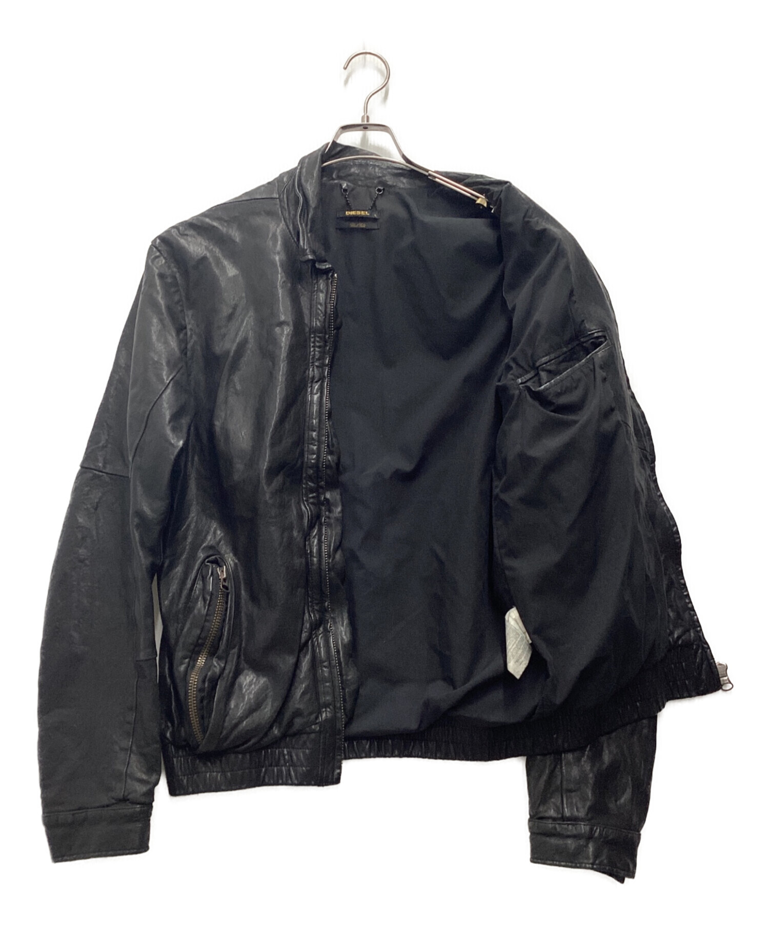 DIESEL BLACK GOLD ブラックレザージャケット 中古・古着通販】DIESEL BLACK GOLD (ディーゼル ブラック ゴールド