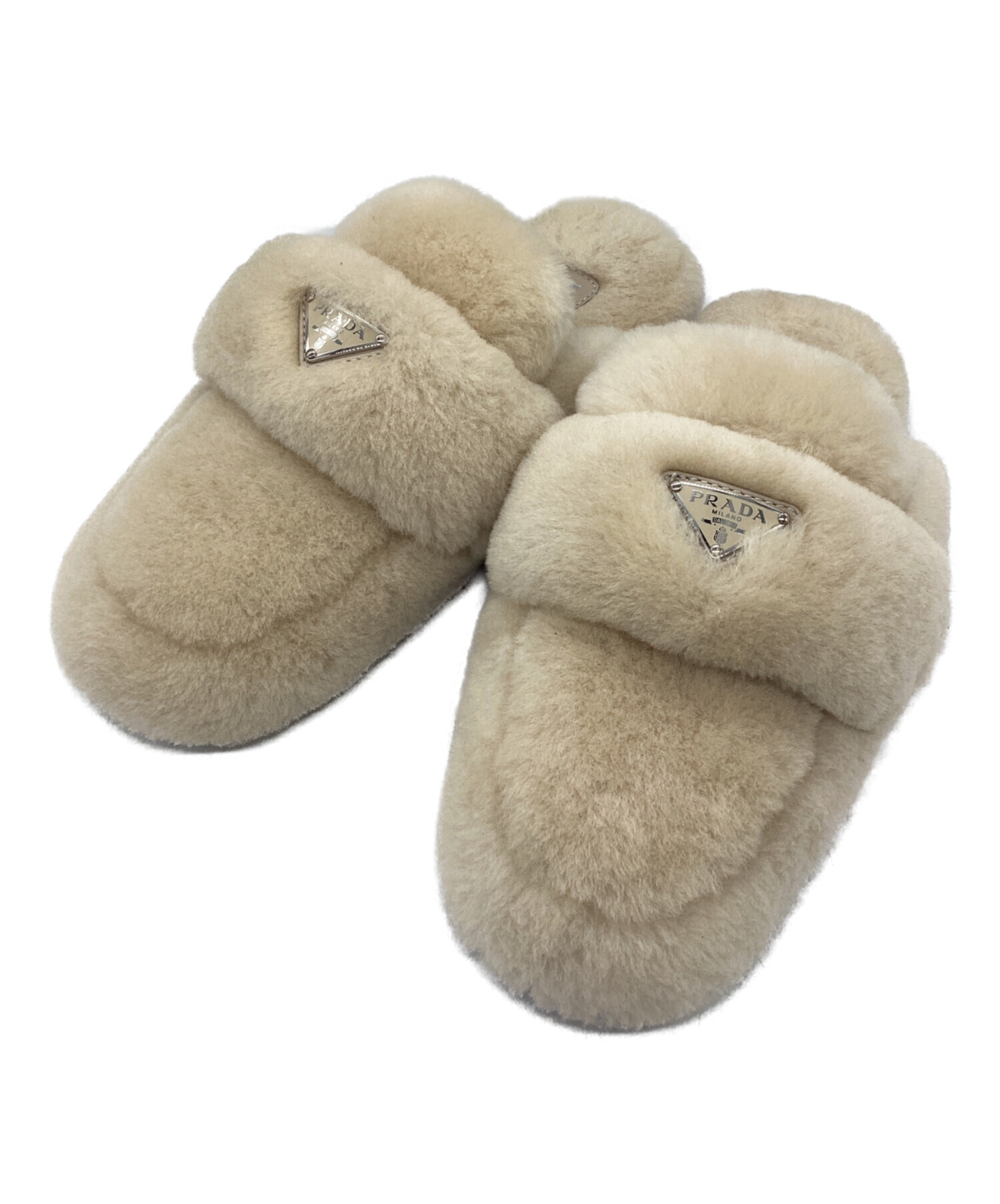 PRADA ベージュ ミュール 中古・古着通販】PRADA (プラダ) ミュール ベージュ サイズ:SIZE 23.5