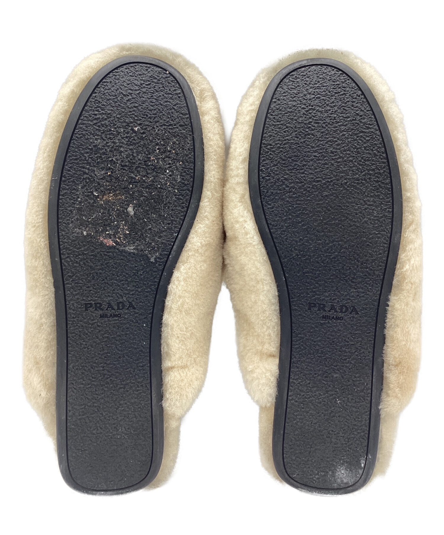 【お値下げしました！】PRADA ベージュ ミュール 中ヒール 中古・古着通販】PRADA (プラダ) ミュール ベージュ サイズ:SIZE 23.5