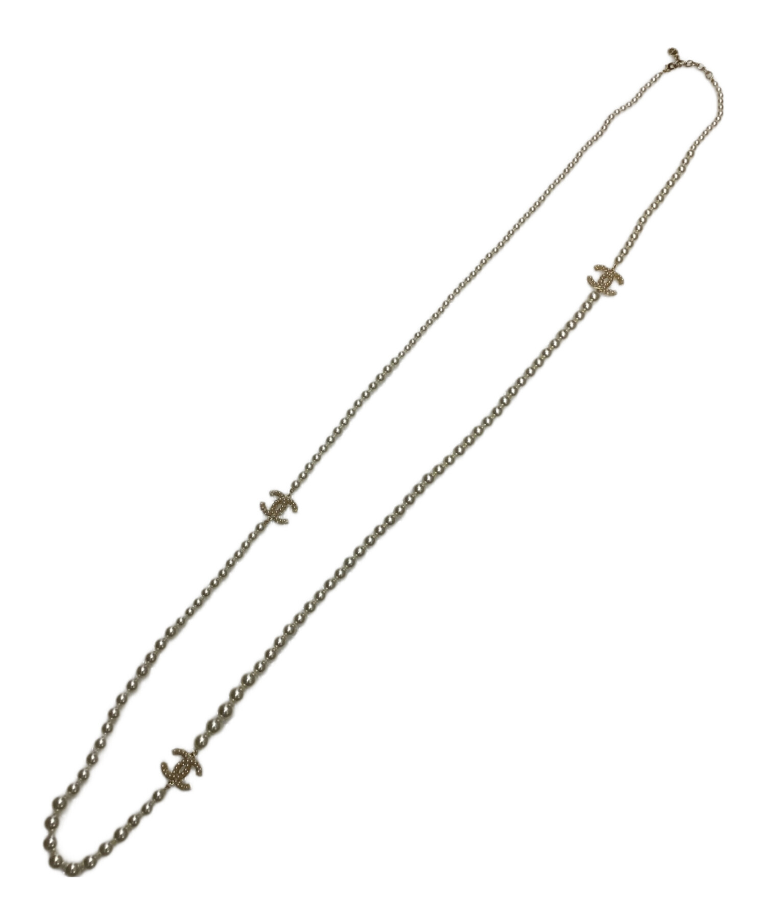 CHANEL ロングネックレス 中古・古着通販】CHANEL (シャネル) パールロングネックレス 100周年