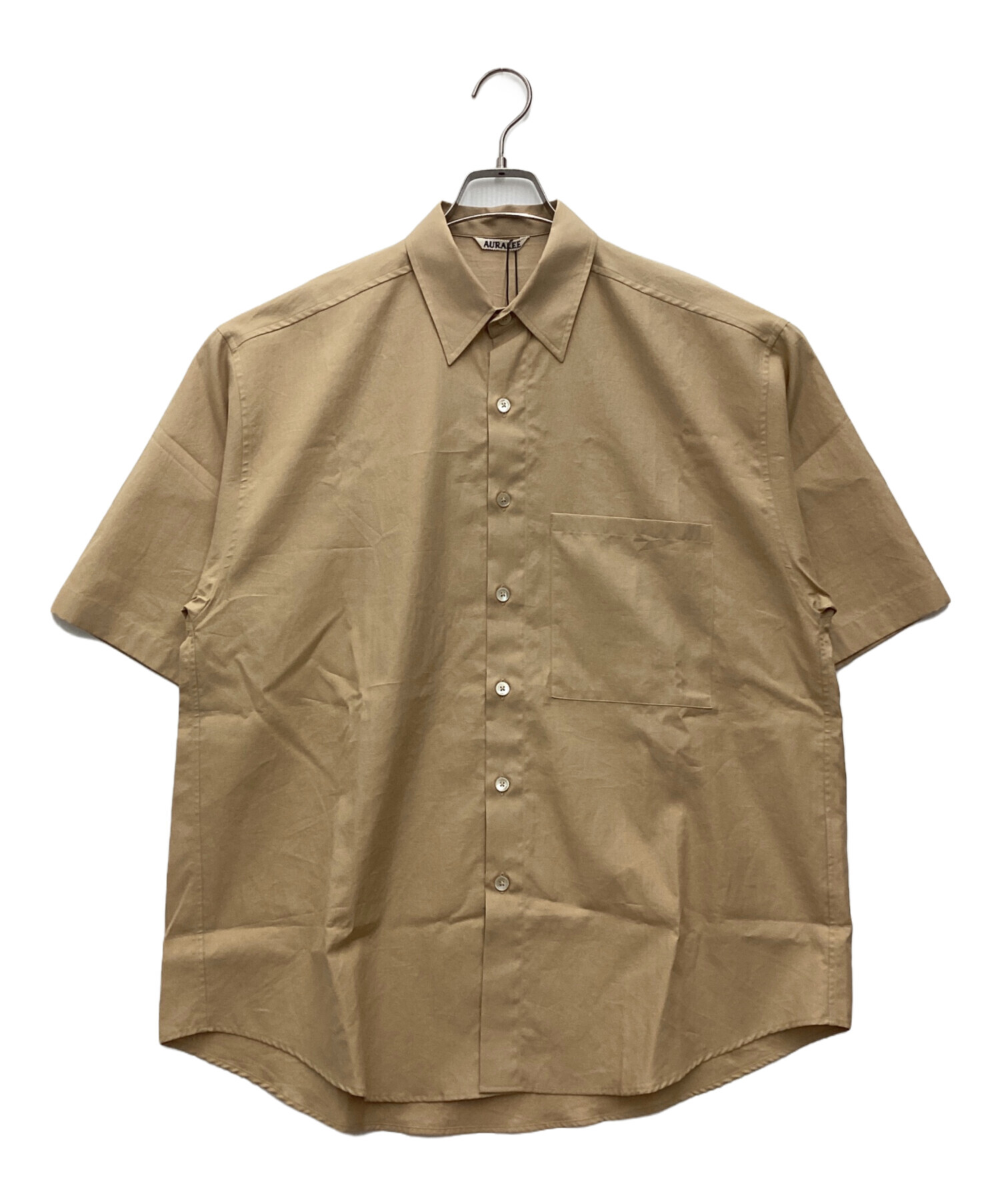 AURALEE ブラウン 半袖シャツ 中古・古着通販】AURALEE (オーラリー) WASHED FINX TWILL BIG HALF