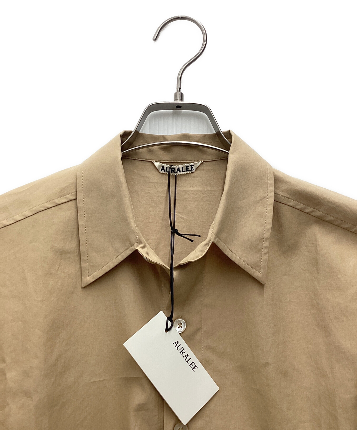 AURALEE ブラウン 半袖シャツ 中古・古着通販】AURALEE (オーラリー) WASHED FINX TWILL BIG HALF