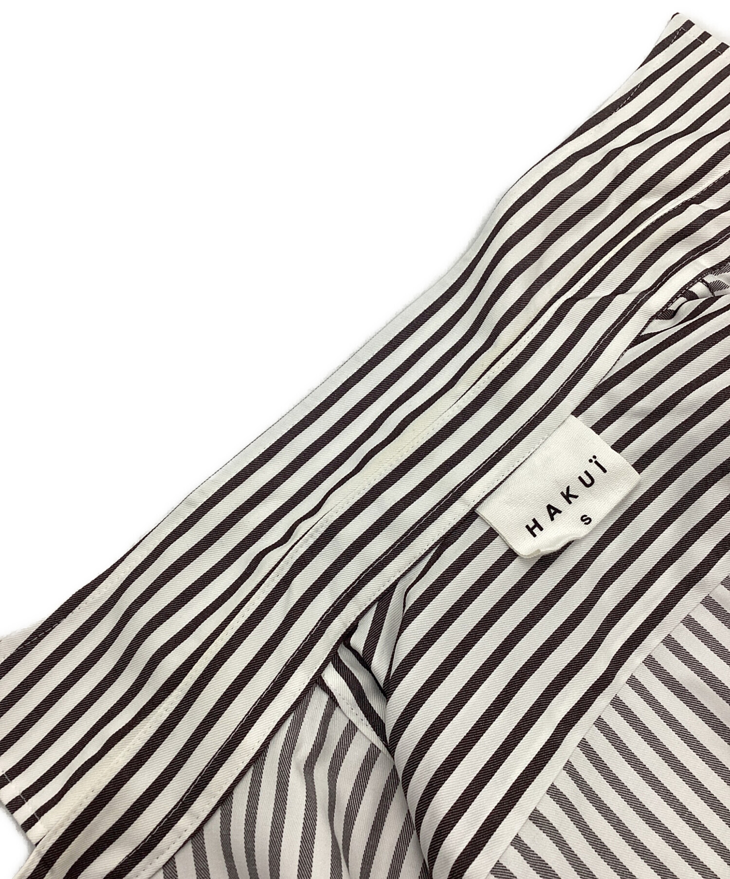 中古・古着通販】HAKUI (ハクイ) 長袖シャツ ホワイト×ブラック サイズ