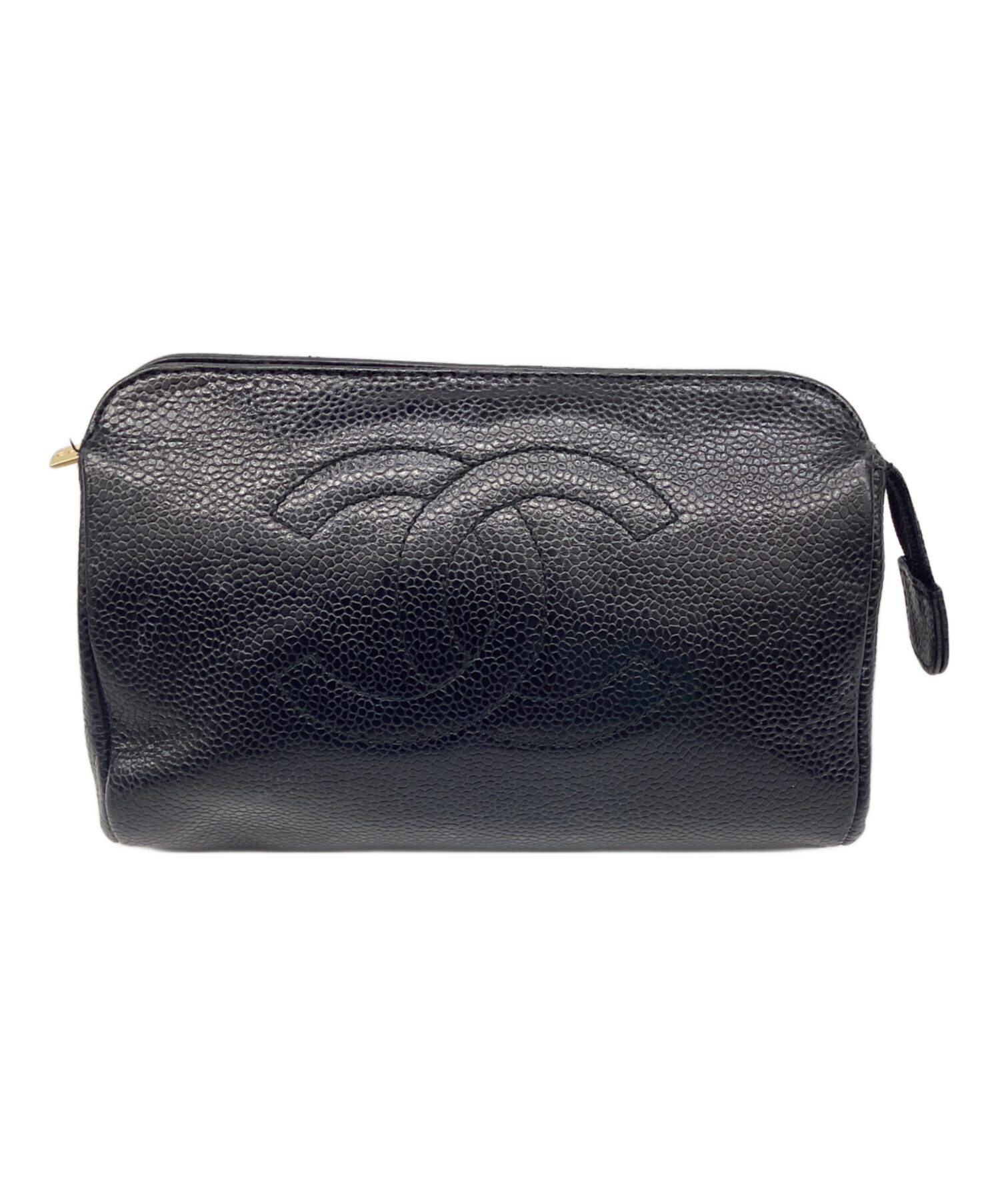 CHANEL ココマーク キャビアスキン ヴィンテージ ポーチ ブラック 中古・古着通販】CHANEL (シャネル) ポーチ ココマーク キャビアスキン