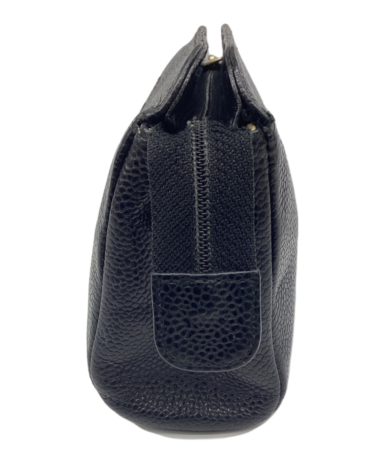 CHANEL キャビアスキン ポーチ ブラック 中古・古着通販】CHANEL (シャネル) ポーチ ココマーク キャビアスキン