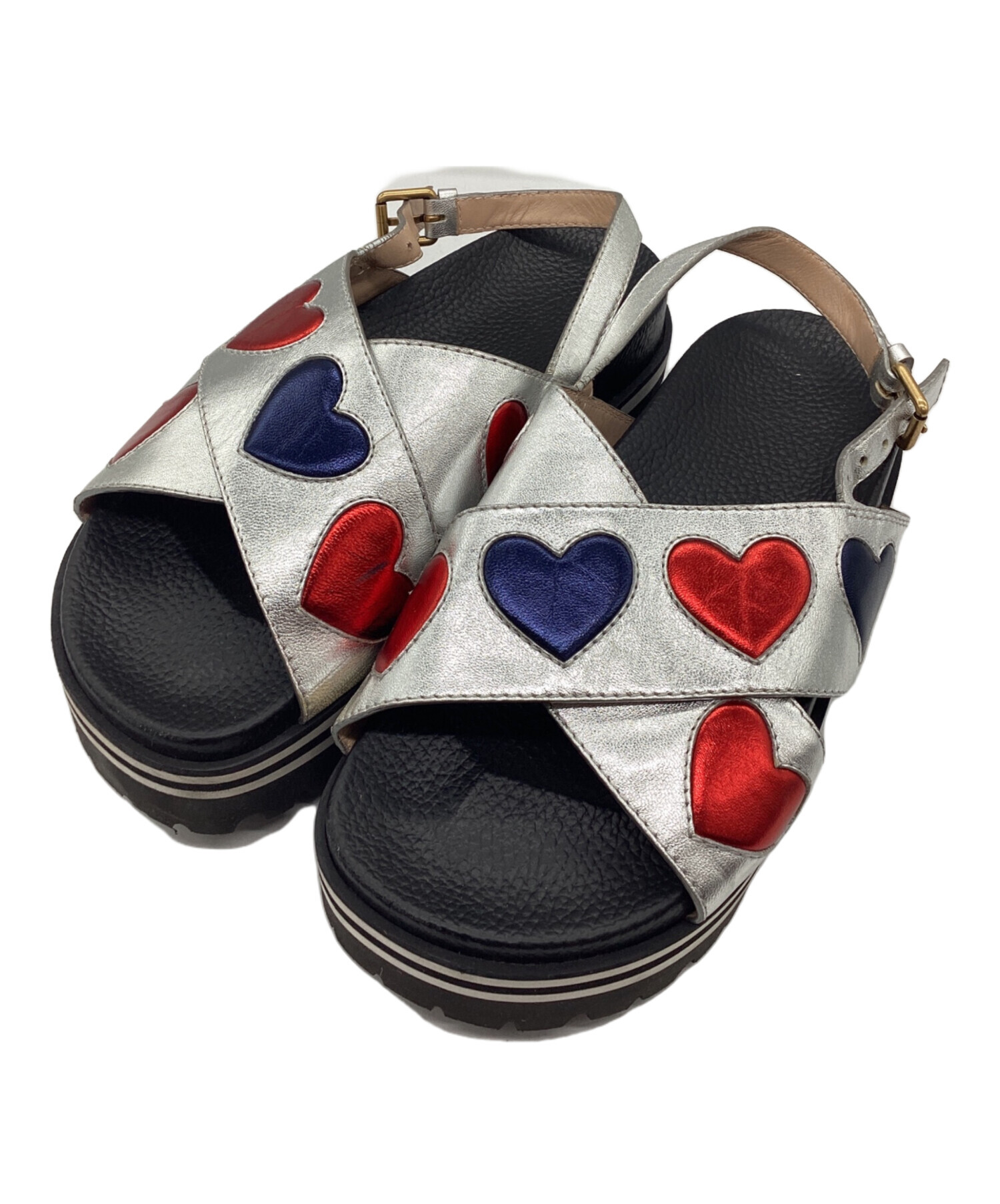 値下中 美品 GUCCI グッチ 厚底 サンダル 中古・古着通販】GUCCI (グッチ) 厚底サンダル メタリックハート