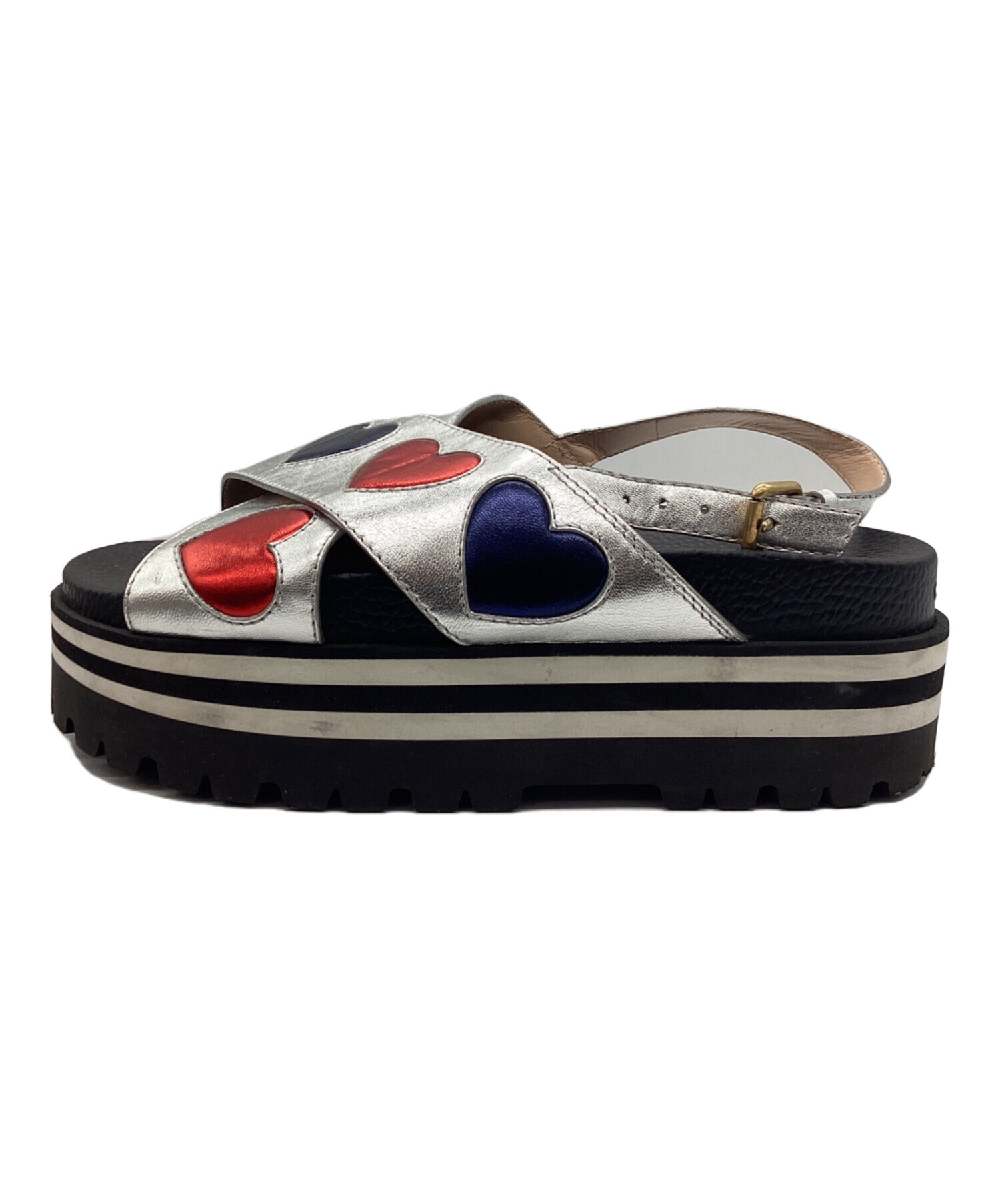 値下中 美品 GUCCI グッチ 厚底 サンダル 中古・古着通販】GUCCI (グッチ) 厚底サンダル メタリックハート