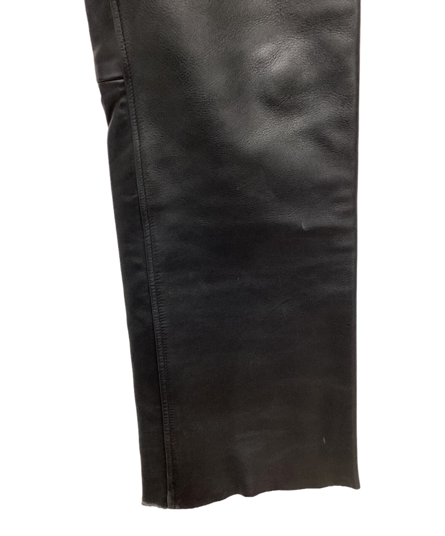 中古・古着通販】kadoya (カドヤ) レザーパンツ ブラック サイズ:SIZE