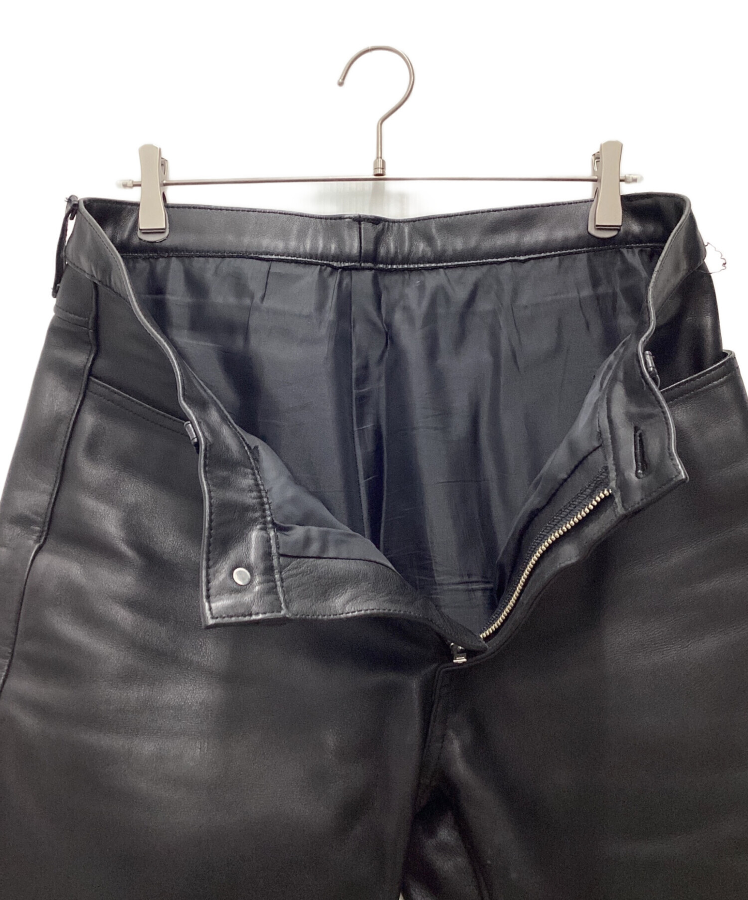 中古・古着通販】kadoya (カドヤ) レザーパンツ ブラック サイズ:SIZE