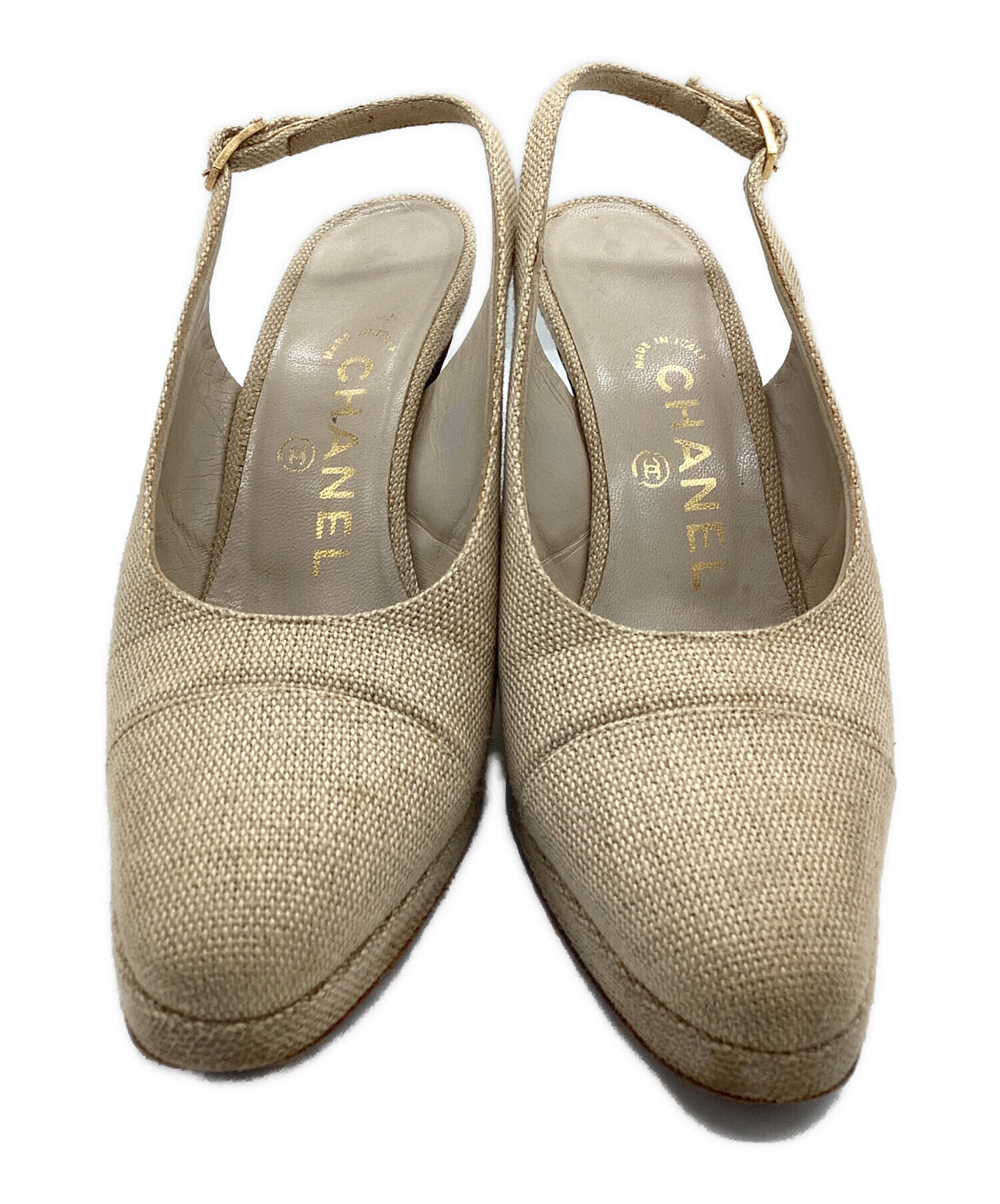 CHANEL 26SS 復刻 ジップパース ベージュ 中古・古着通販】CHANEL (シャネル) バックストラップパンプス