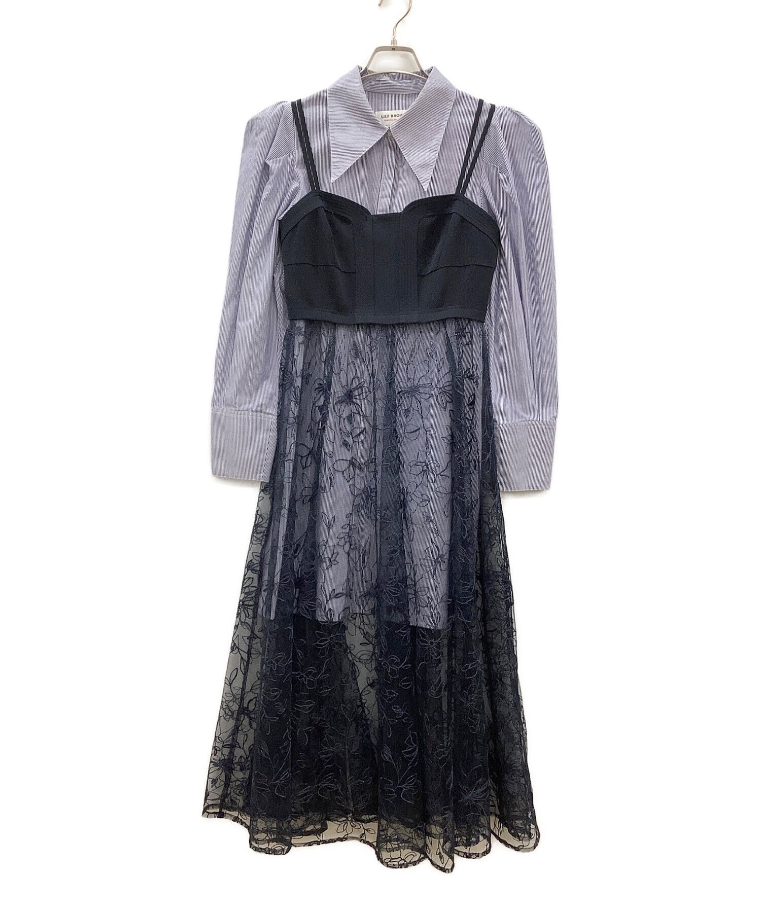 中古・古着通販】Lily Brown (リリーブラウン) シャツコンビワンピース