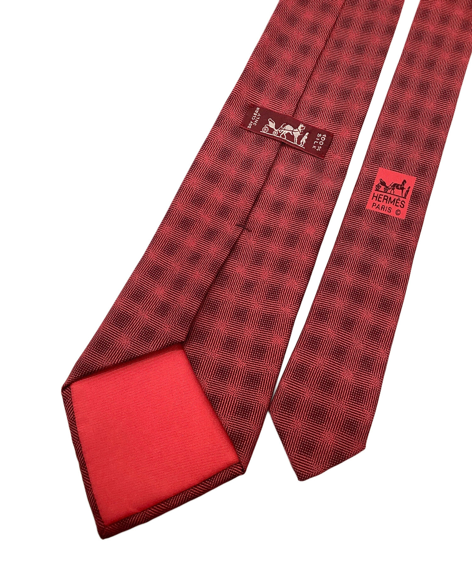 中古・古着通販】HERMES (エルメス) シルクネクタイ レッド サイズ