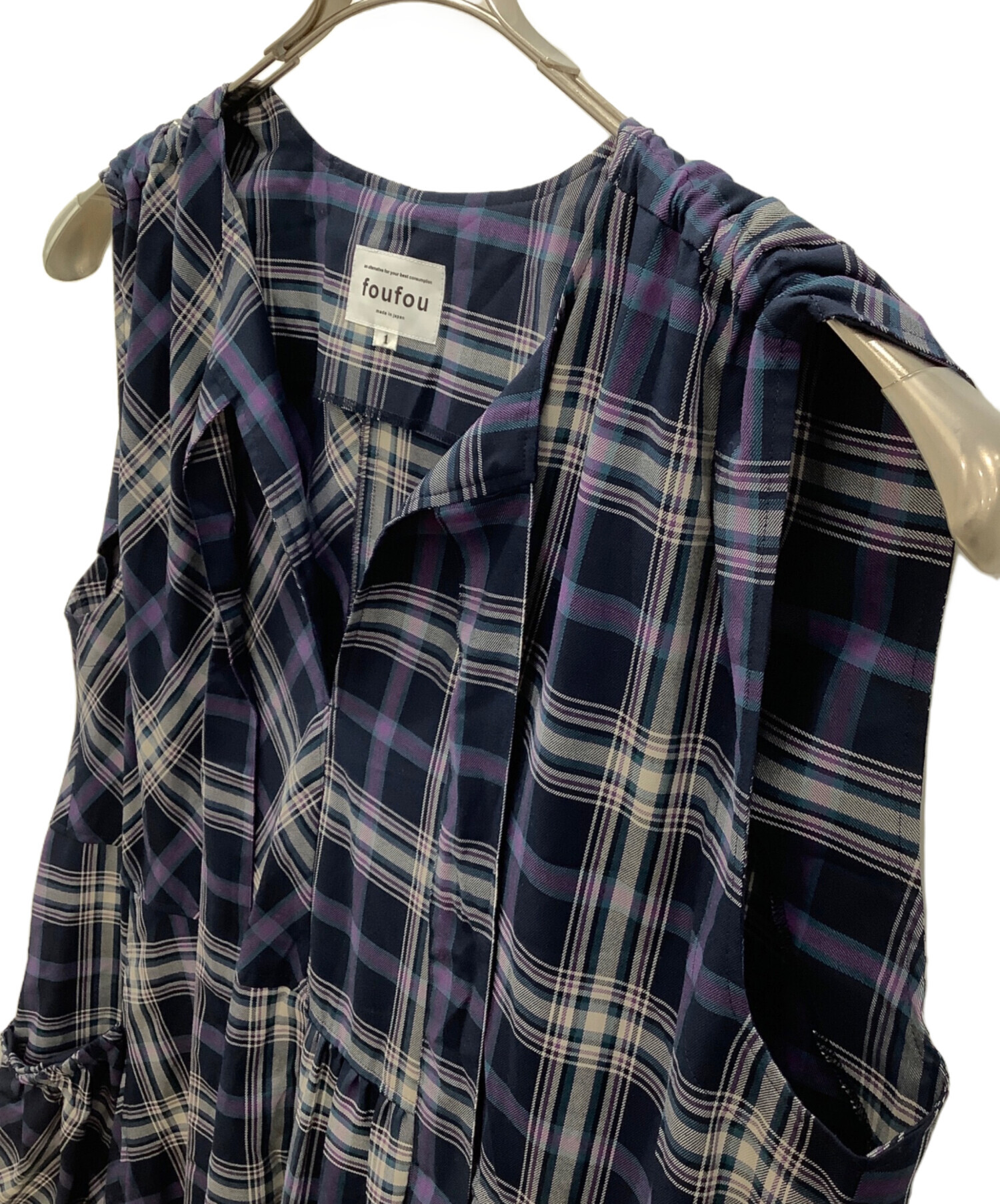 中古・古着通販】foufou (フーフー) チェックドレス「スー」 パープル