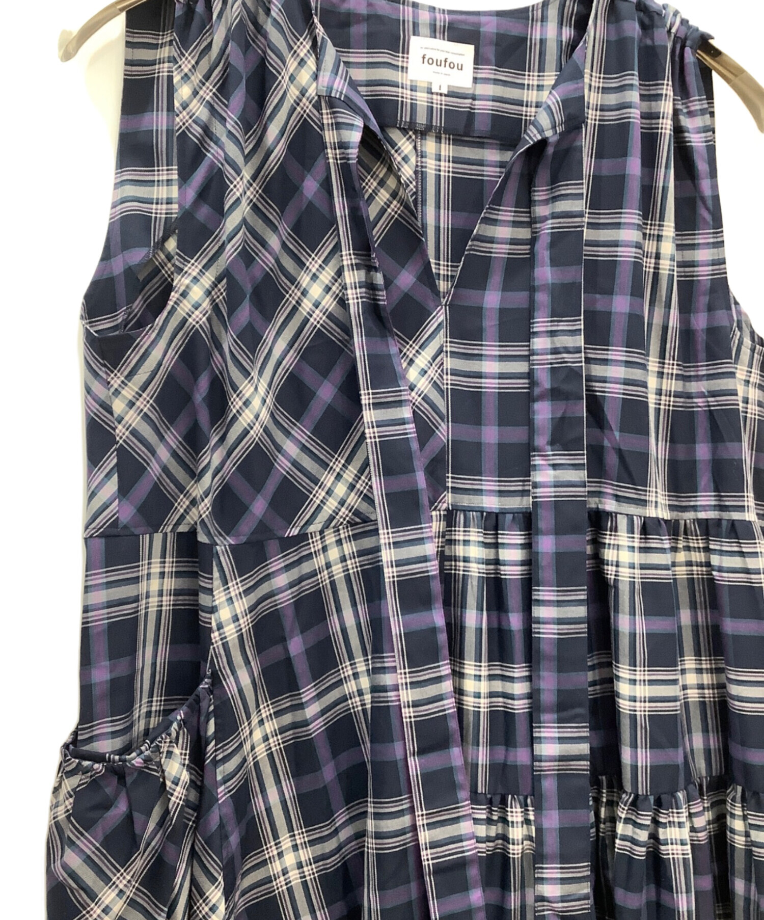 中古・古着通販】foufou (フーフー) チェックドレス「スー」 パープル