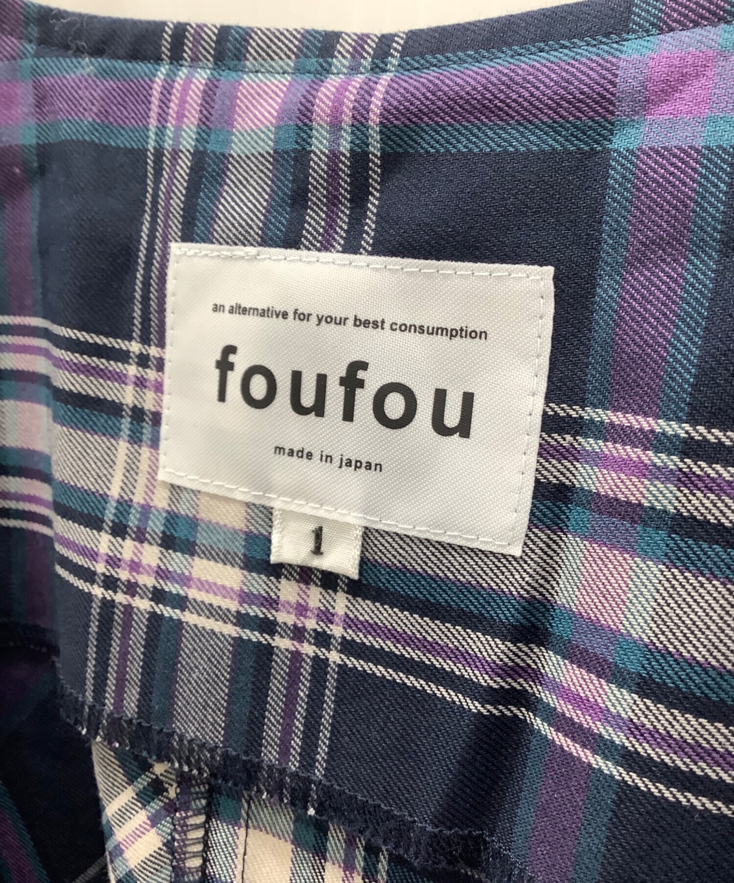 中古・古着通販】foufou (フーフー) チェックドレス「スー」 パープル
