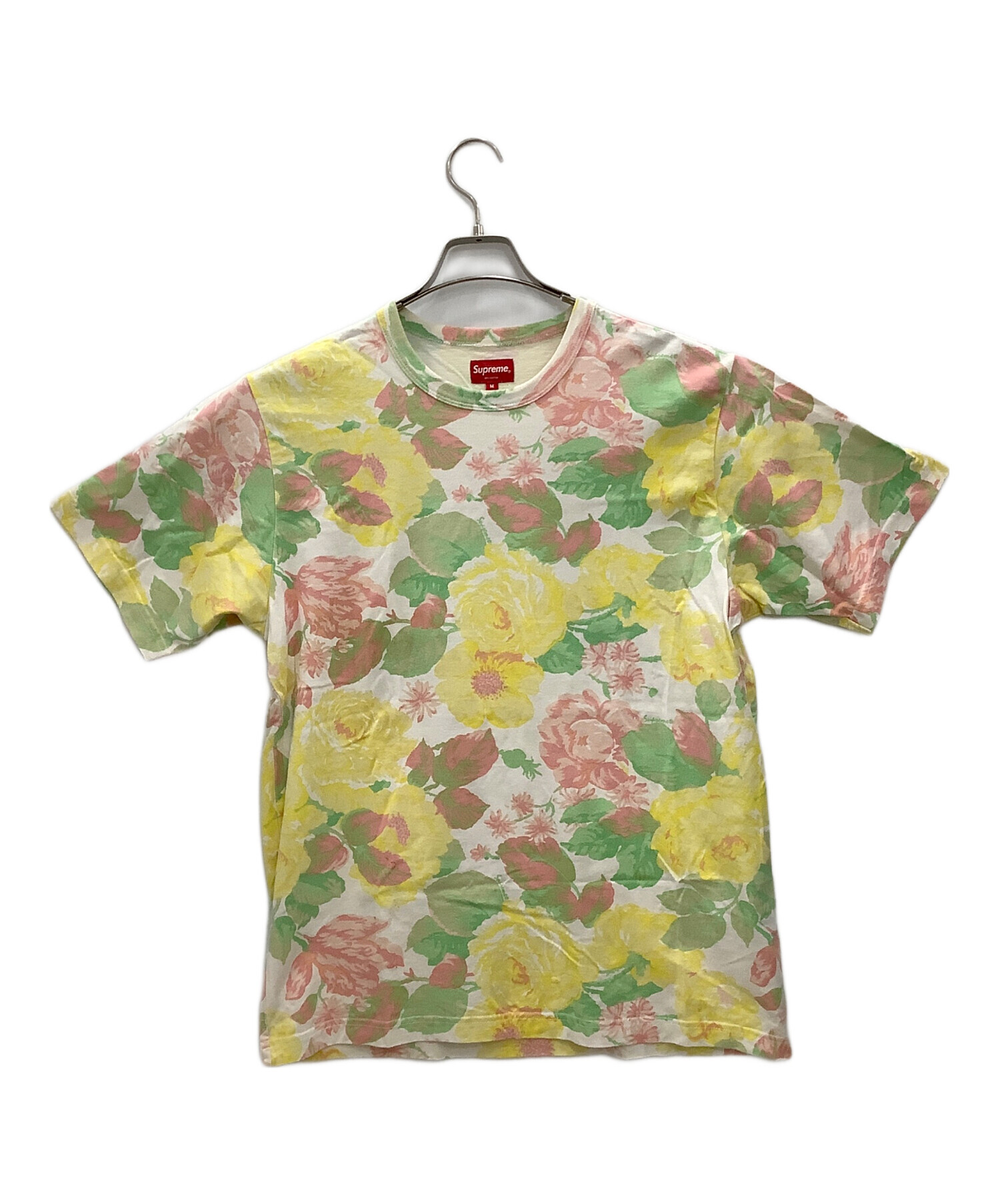 SUPREME シュプリーム 18FW Floral Logo Tee フローラルロゴ 半袖Tシャツ ゴールド コットン サイズL 美品 中古 4b010631 SUPREME(シュプリーム) 18AW Floral Logo Tee フローラル ロゴ Tシャツ