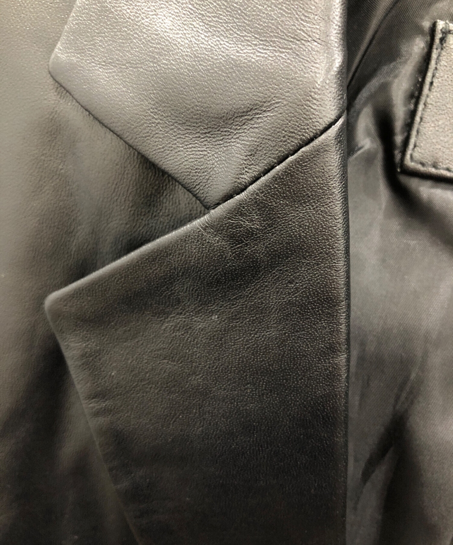 Safari HOMME テーラードジャケット ラムレザー 本革 LL ブラック SAFARI HOMME☆ LL羊革レザーテーラードジャケット☆メンズ黒本革