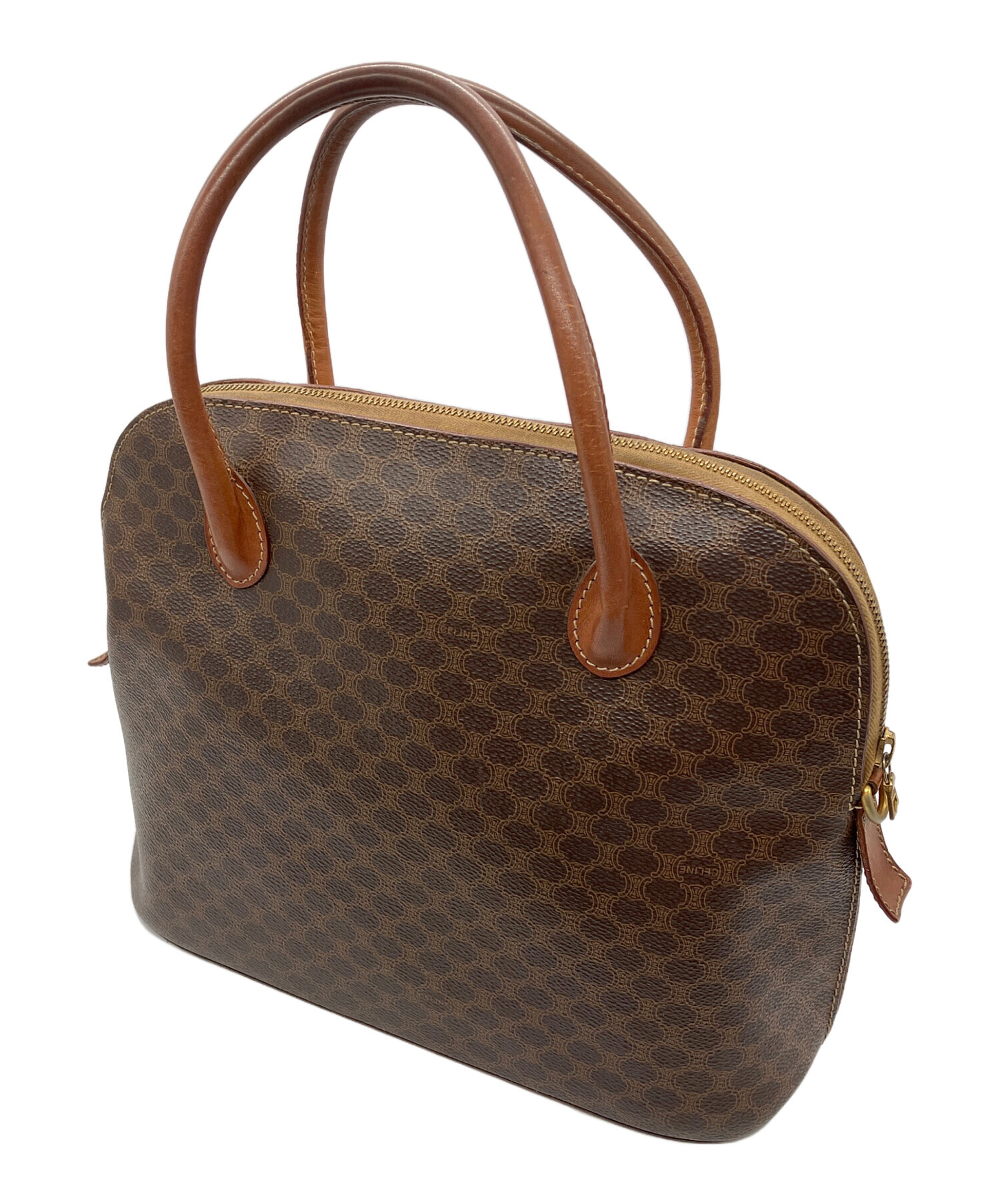 美品　CELINE オールドセリーヌ　マカダムハンドバッグM94 ririジップ 中古・古着通販】CELINE (セリーヌ) ハンドバッグ CELINE ブラウン