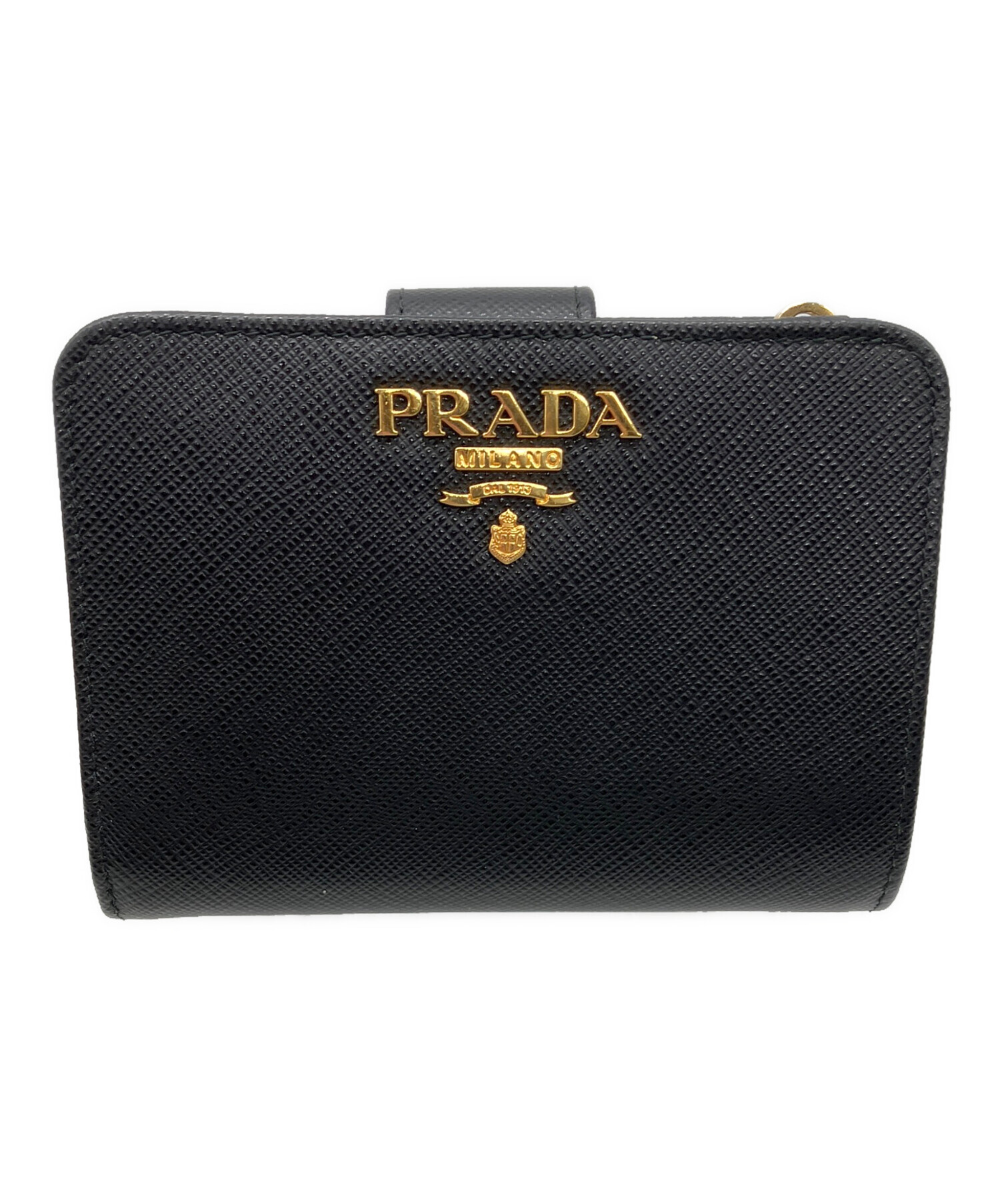未使用 PRADA 二つ折り長財布 サフィアーノレザー ロゴ金具 2MV001 中古・古着通販】PRADA (プラダ) 2つ折り財布 PRADA サフィアーノ 金具