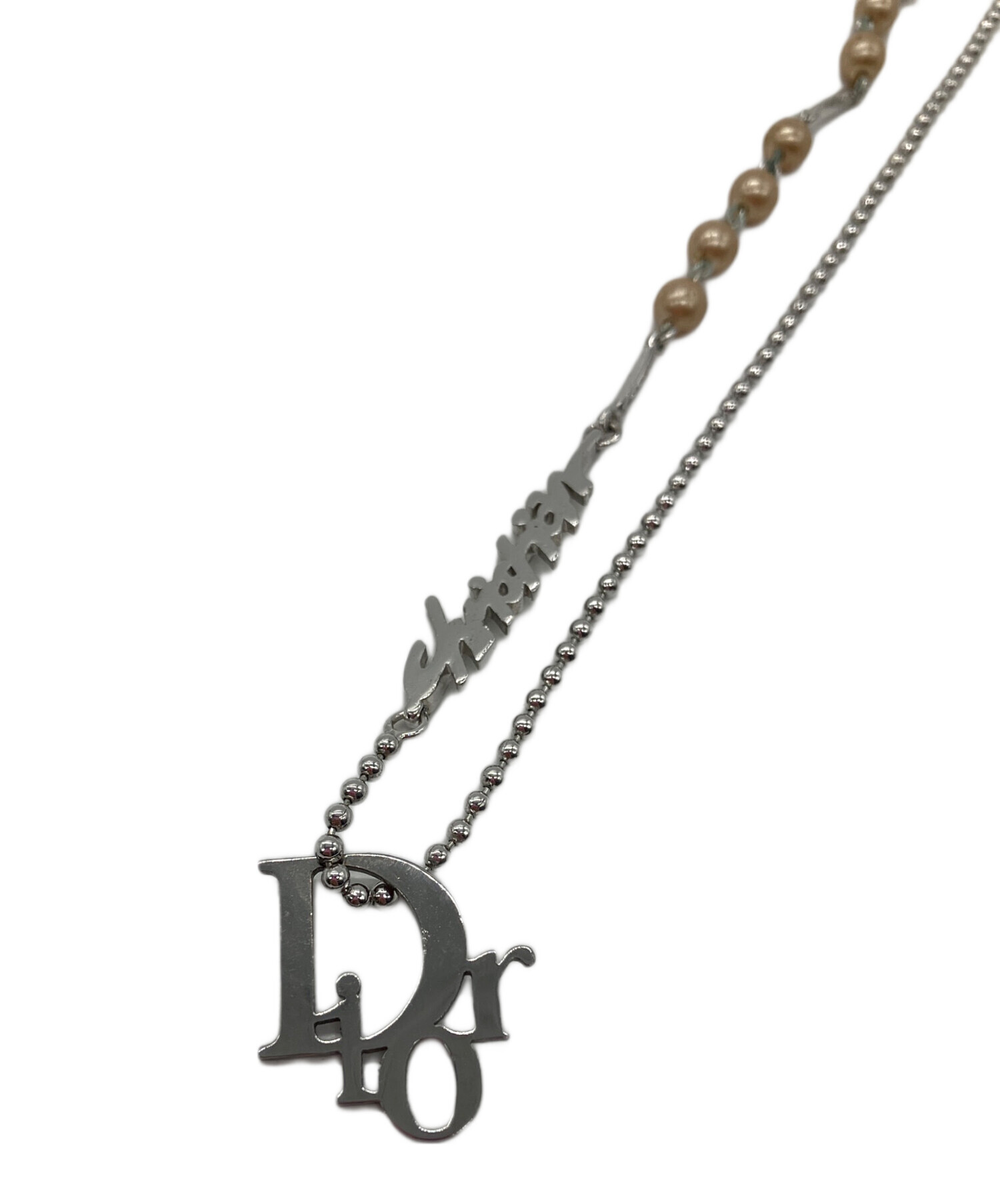 新品未使用【Christian Dior】ロゴパールネックレス 中古・古着通販】Christian Dior (クリスチャン ディオール) ロゴ