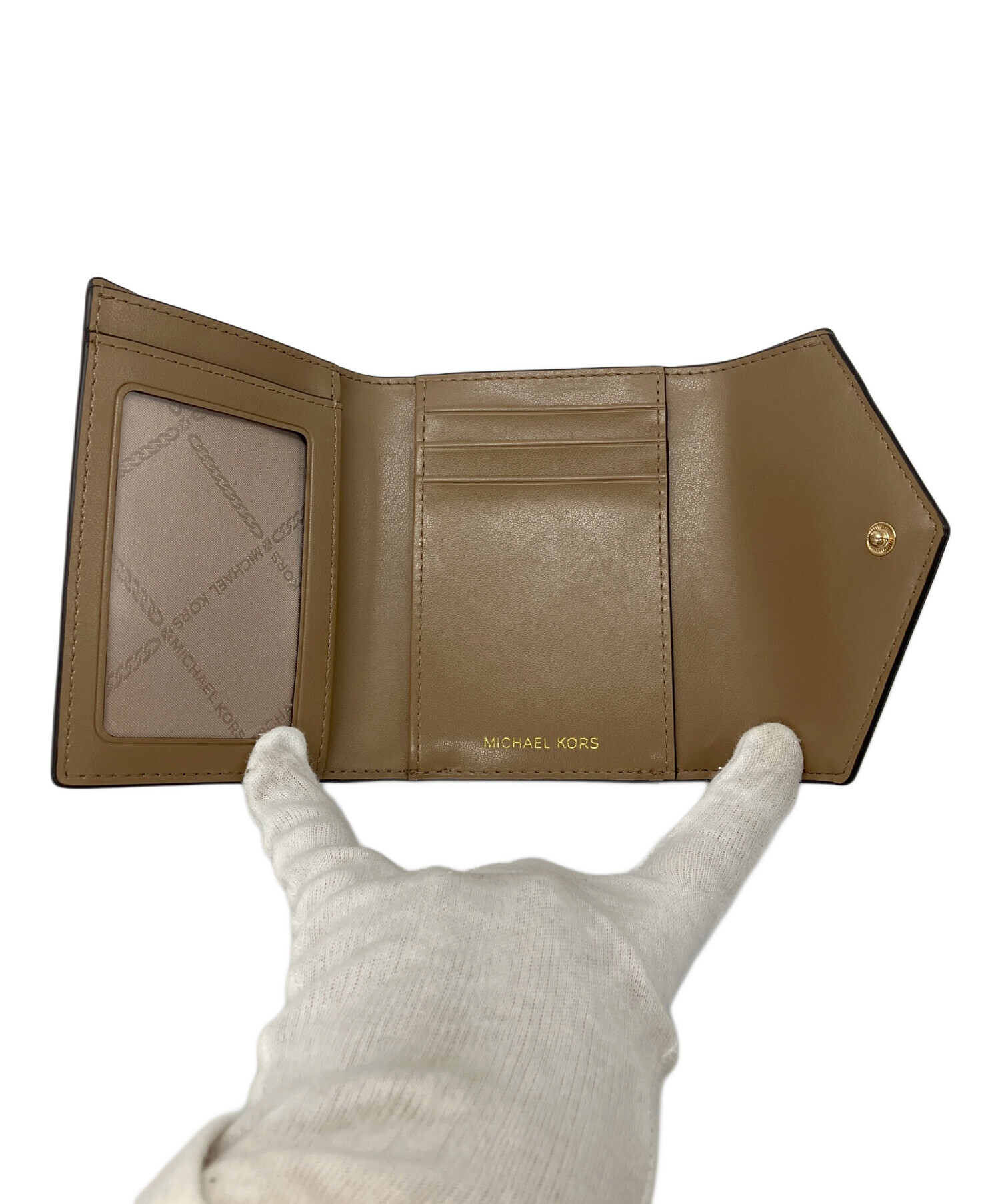 【新品】MICHAEL KORS 二つ折り財布 ブラウンイエロー 中古・古着通販】MICHAEL KORS (マイケル・コース) 3つ折り財布