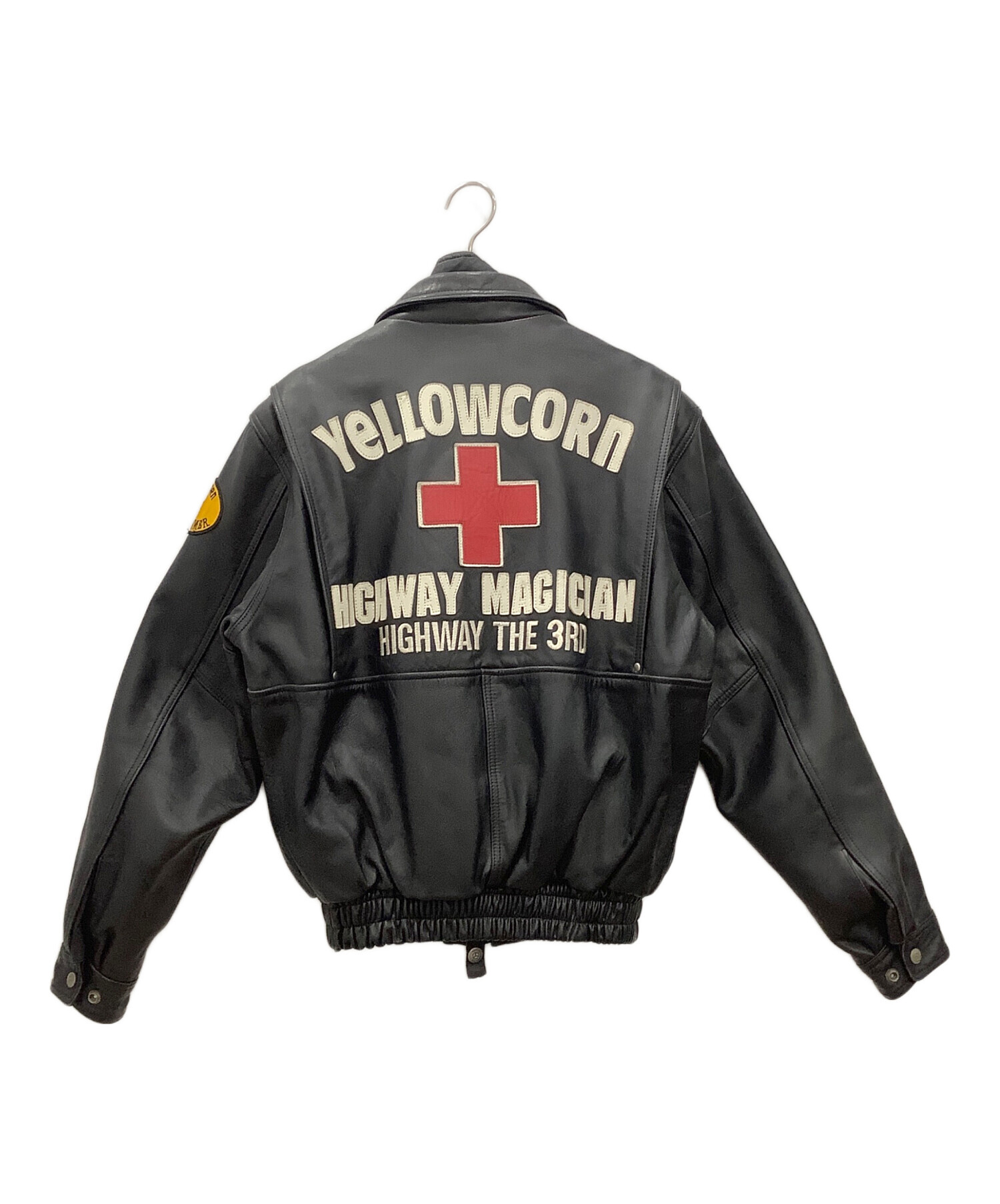 美品■イエローコーン ライダースジャケット 本革 ブラック 3L 中古・古着通販】YELLOW CORN (イエローコーン) ライナー付きレザー