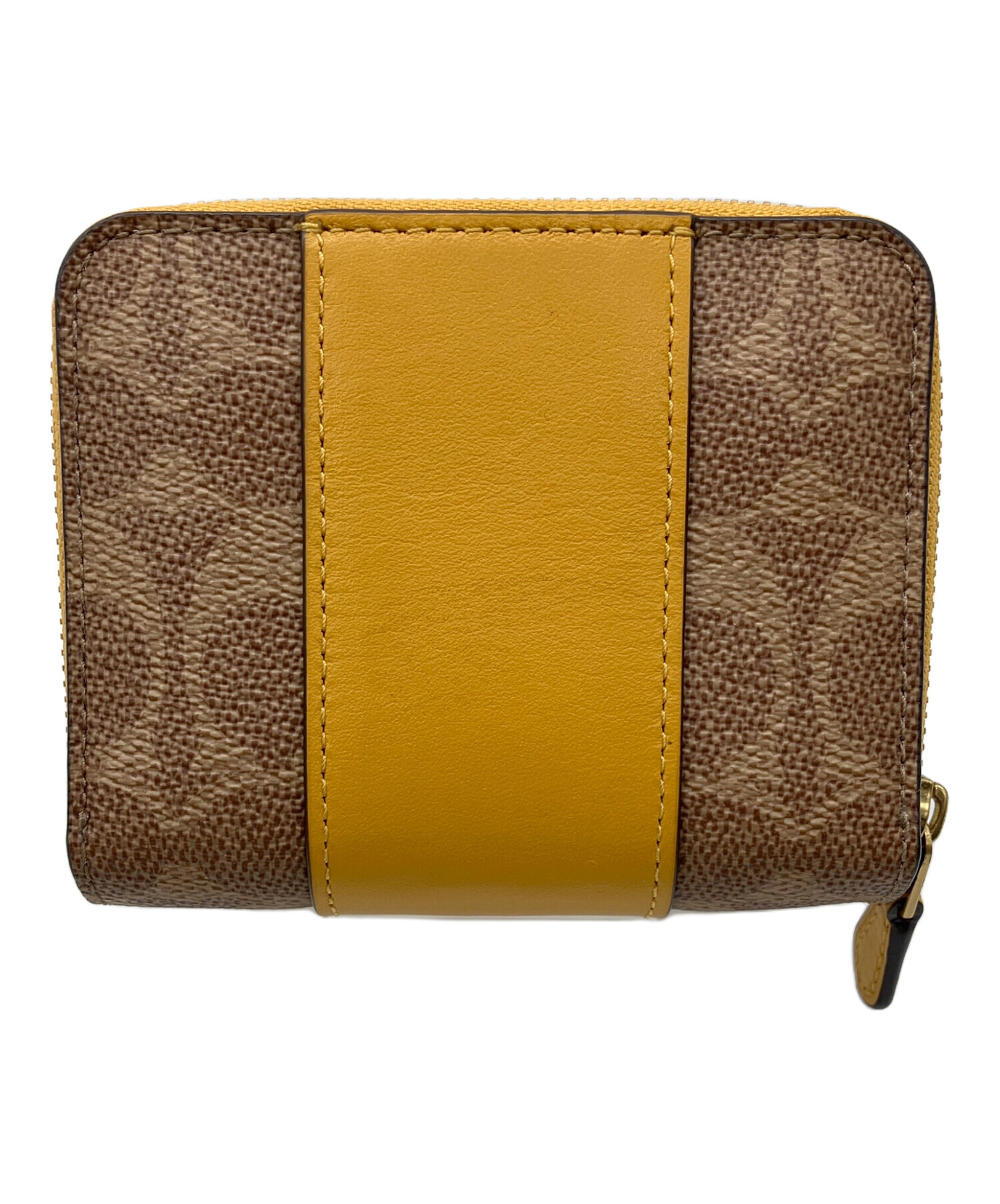 新品未使用✨COACH コーチ ラウンドファスナー 長財布 ブラウン イエロー 中古・古着通販】COACH (コーチ) ラウンドファスナー財布 ブラウン