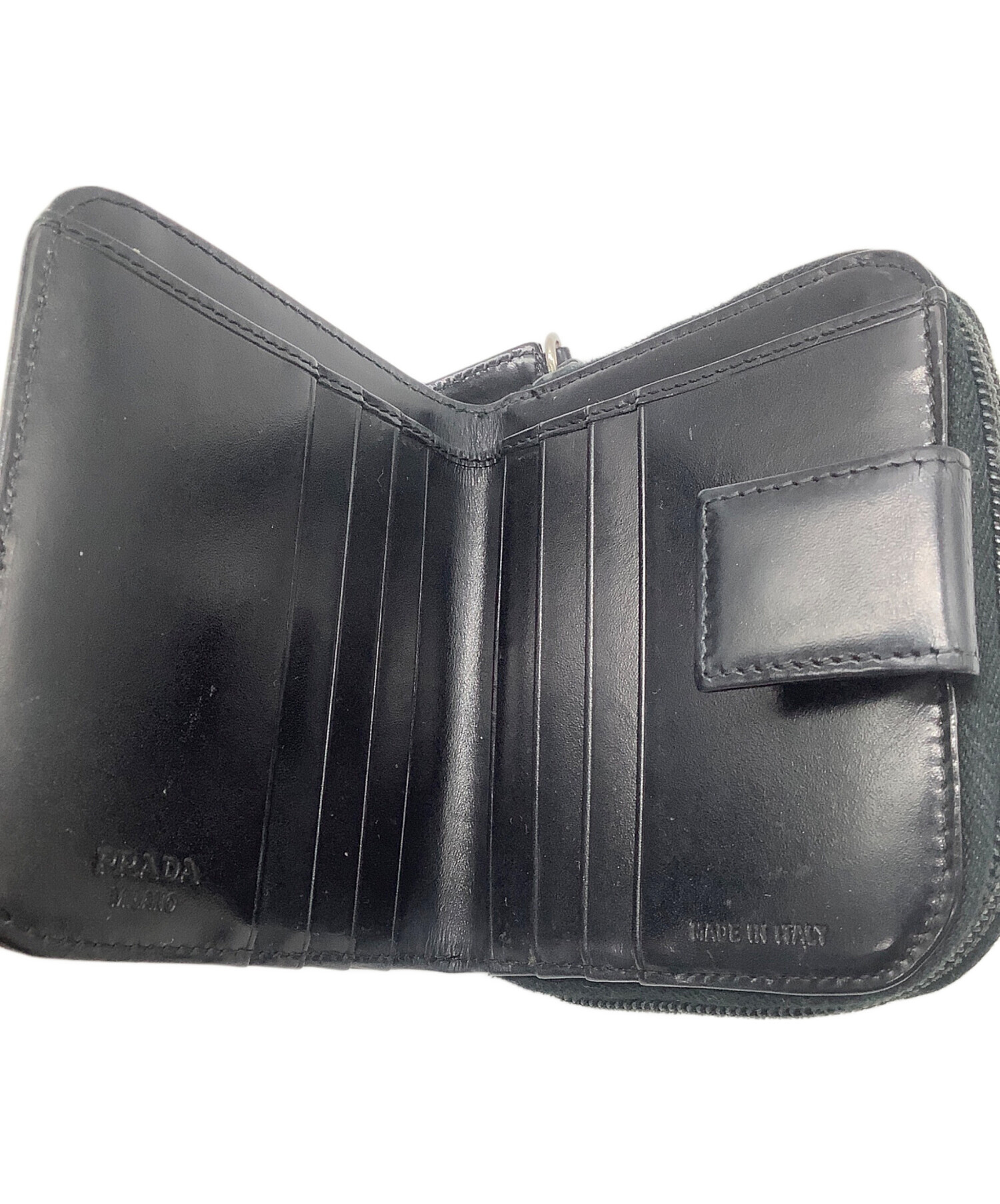 中古・古着通販】PRADA (プラダ) 2つ折り財布 ブラック｜ブランド