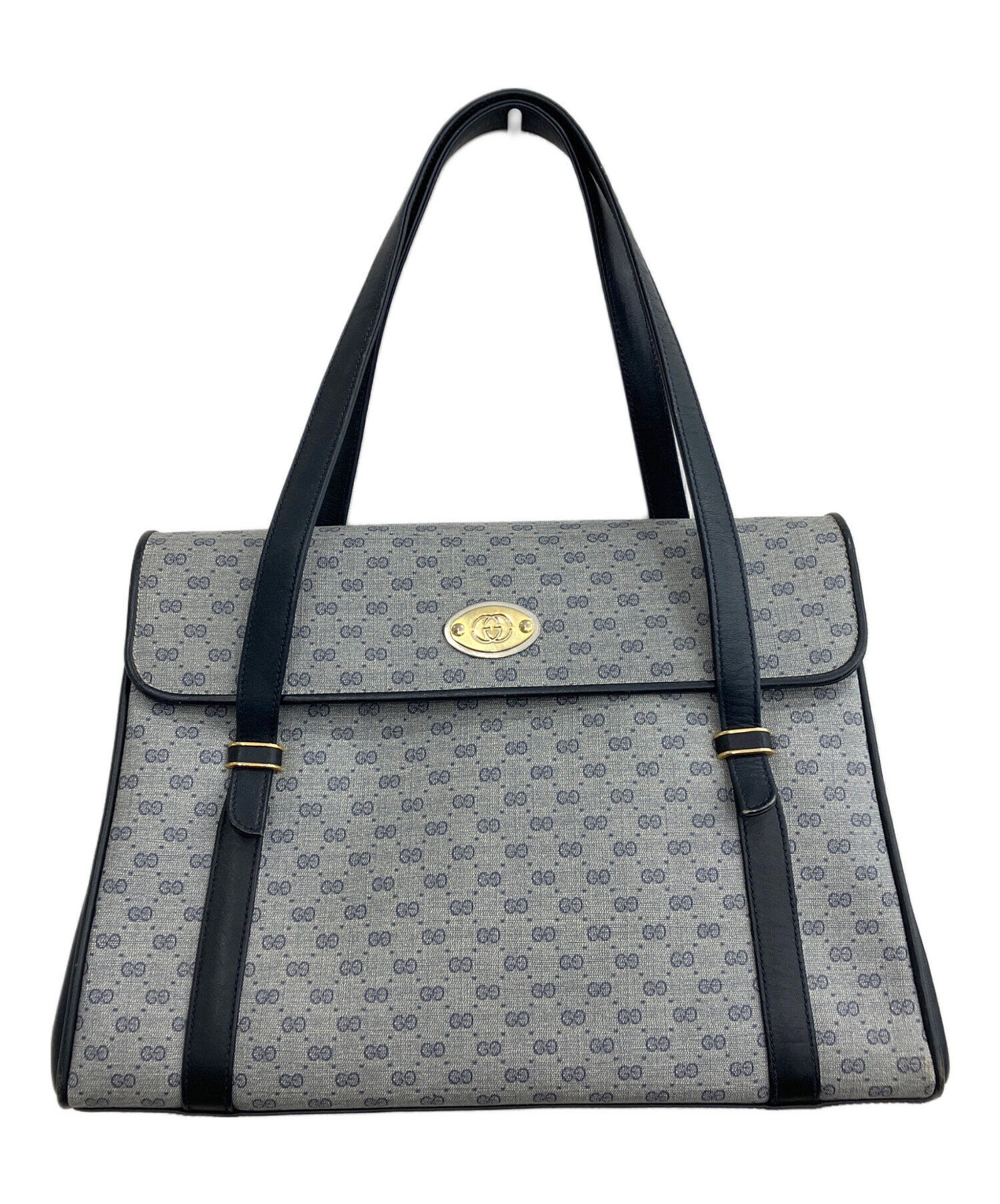 中古・古着通販】GUCCI (グッチ) ハンドバッグ グレー×ネイビー 